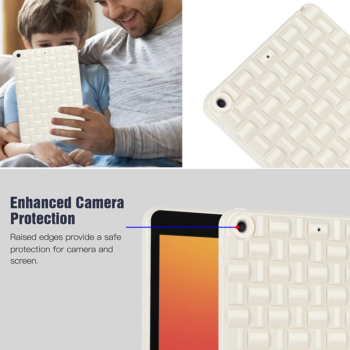 For iPad 10.2 (2021) / (2019) / (2020) Soft TPU Case Protective Tablet Cover Woven Texture Anti-Slip Case