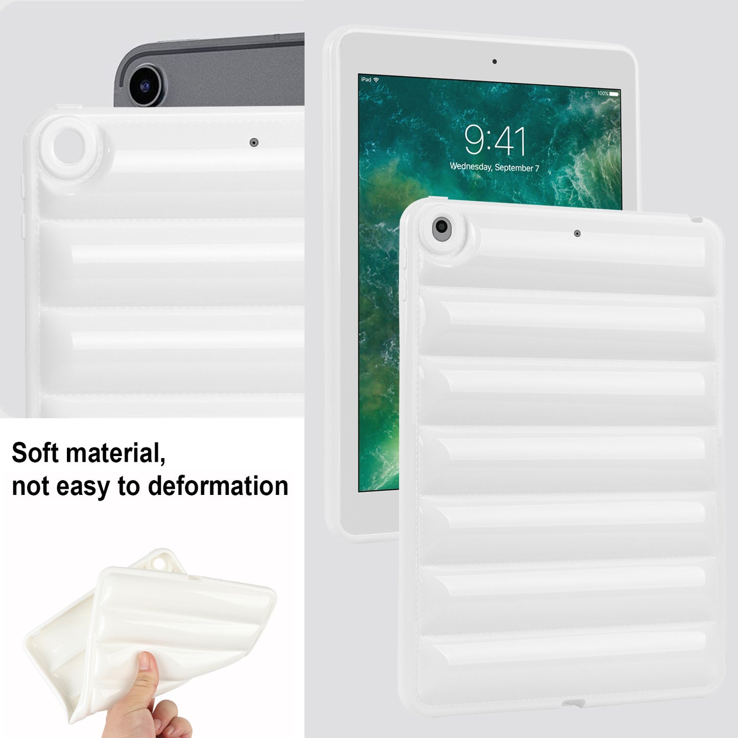 For iPad 9.7-inch (2017) / (2018) / iPad 5 / 6 Tablet Case Candy Color Down Jacket Texture TPU Cover