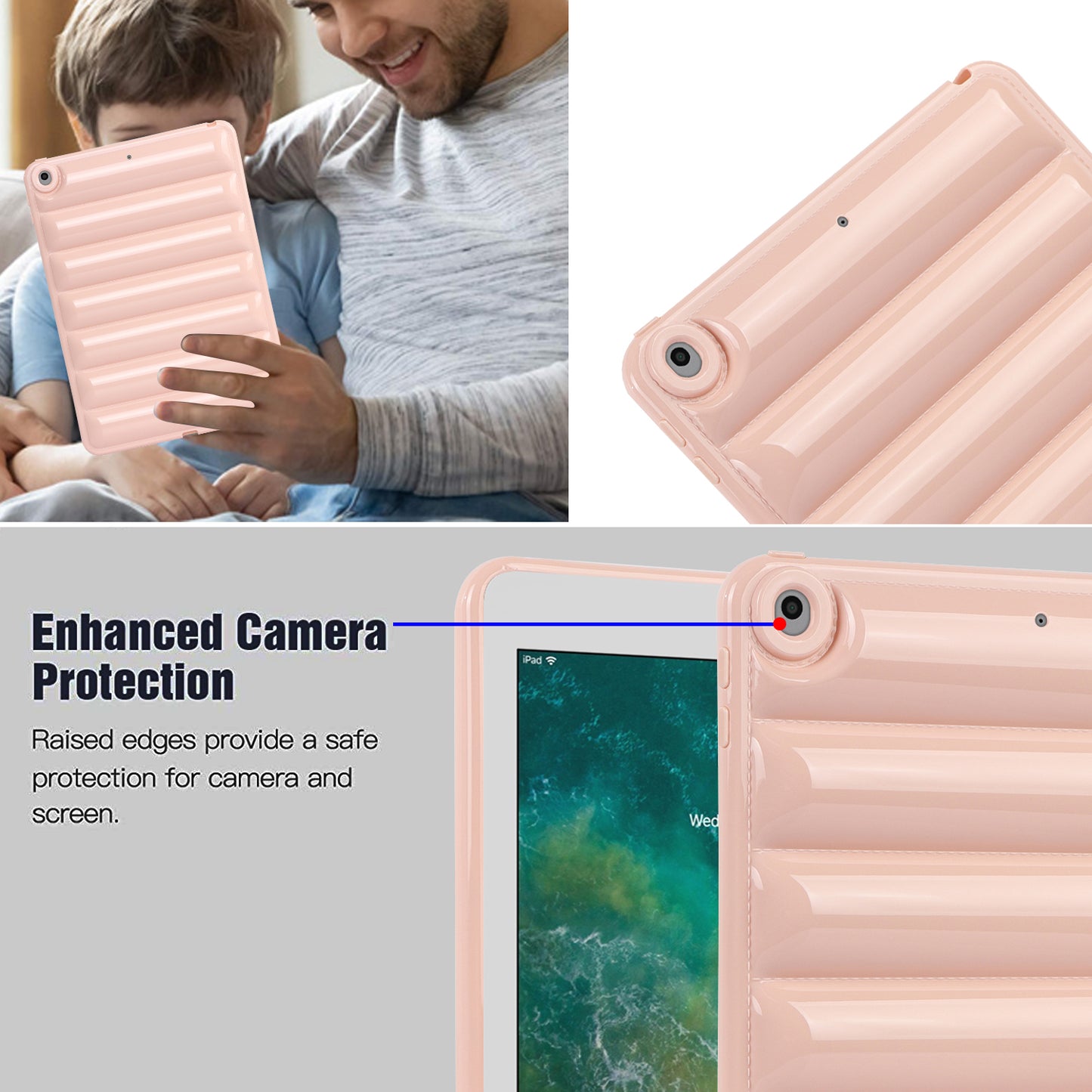 For iPad 9.7-inch (2017) / (2018) / iPad 5 / 6 Tablet Case Candy Color Down Jacket Texture TPU Cover