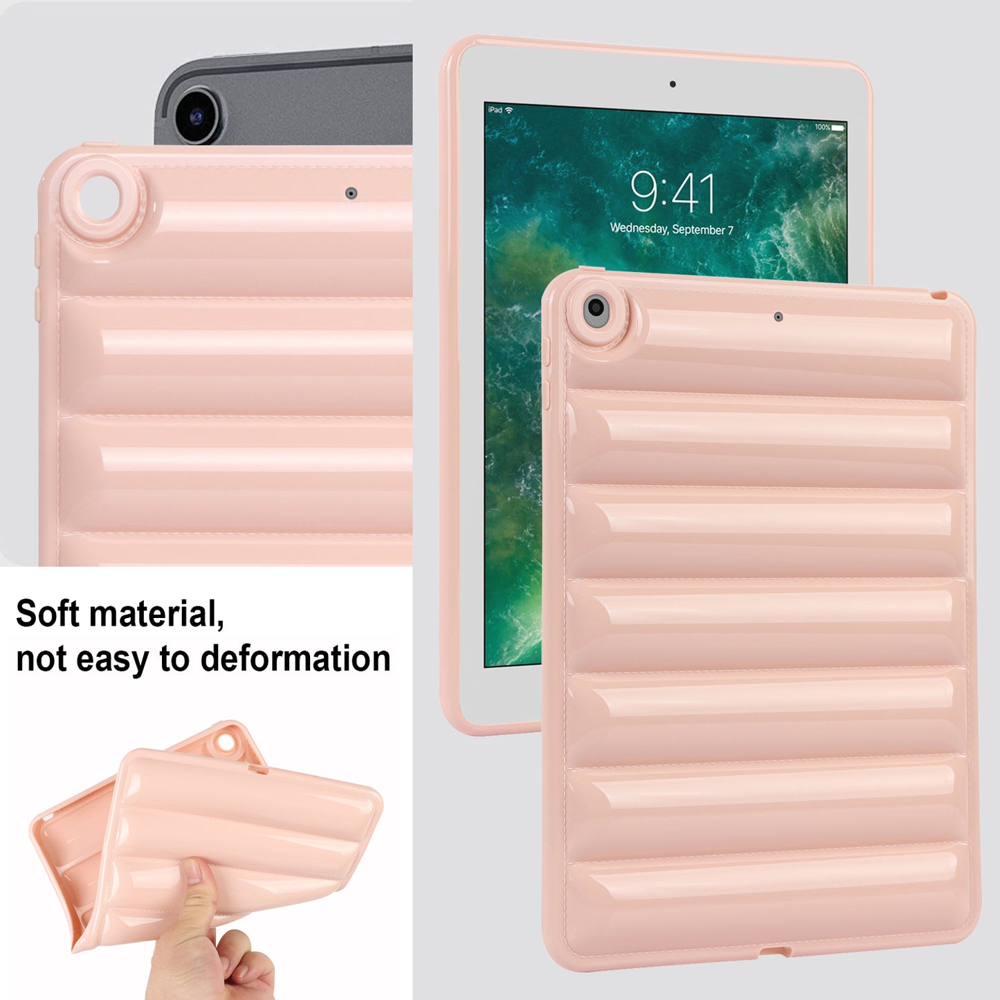 For iPad 9.7-inch (2017) / (2018) / iPad 5 / 6 Tablet Case Candy Color Down Jacket Texture TPU Cover