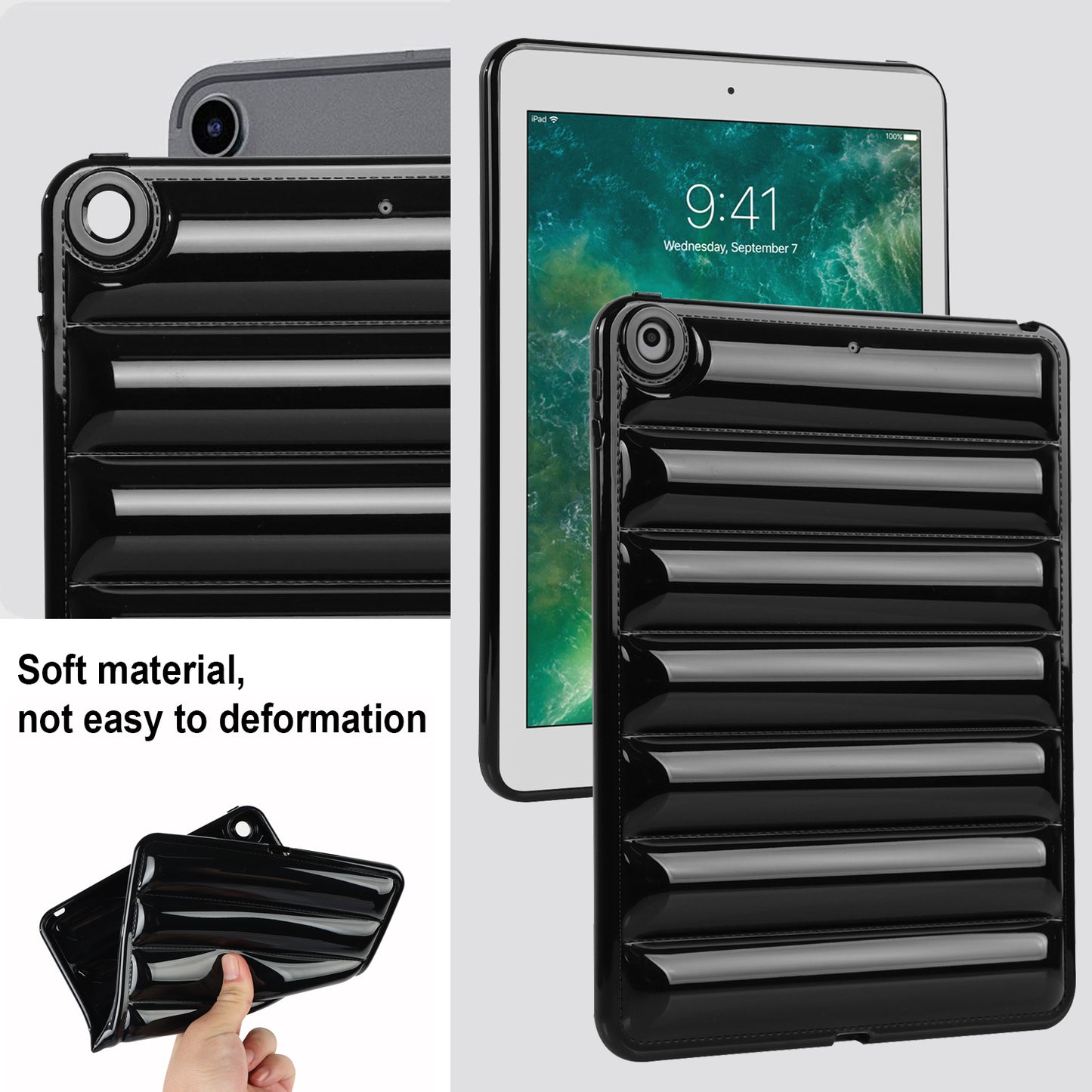 For iPad 9.7-inch (2017) / (2018) / iPad 5 / 6 Tablet Case Candy Color Down Jacket Texture TPU Cover