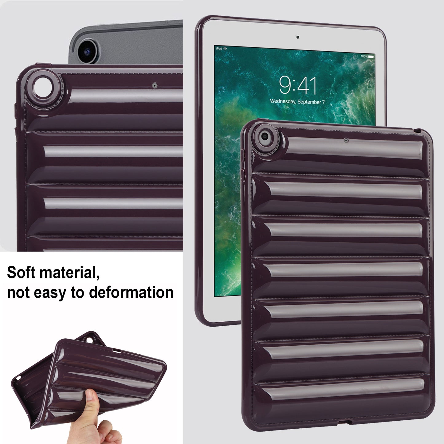 For iPad 9.7-inch (2017) / (2018) / iPad 5 / 6 Tablet Case Candy Color Down Jacket Texture TPU Cover