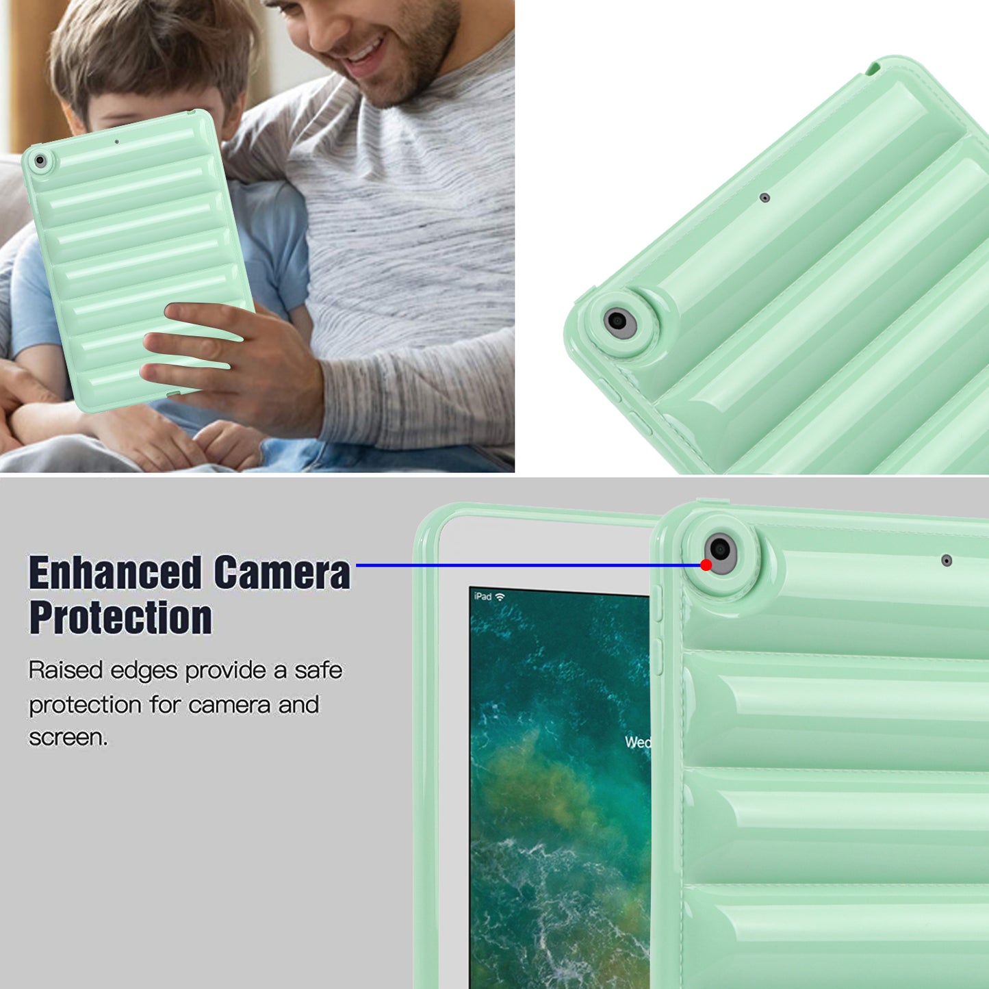 For iPad 9.7-inch (2017) / (2018) / iPad 5 / 6 Tablet Case Candy Color Down Jacket Texture TPU Cover