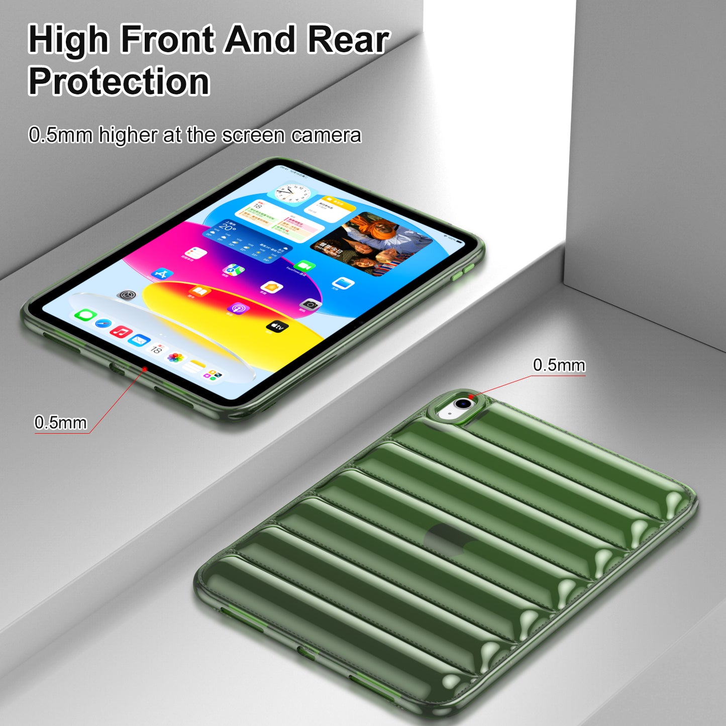 For iPad Air (2020) / (2022) TPU Shock Absorption Case Soft Touch Down Jacket Design Tablet Cover