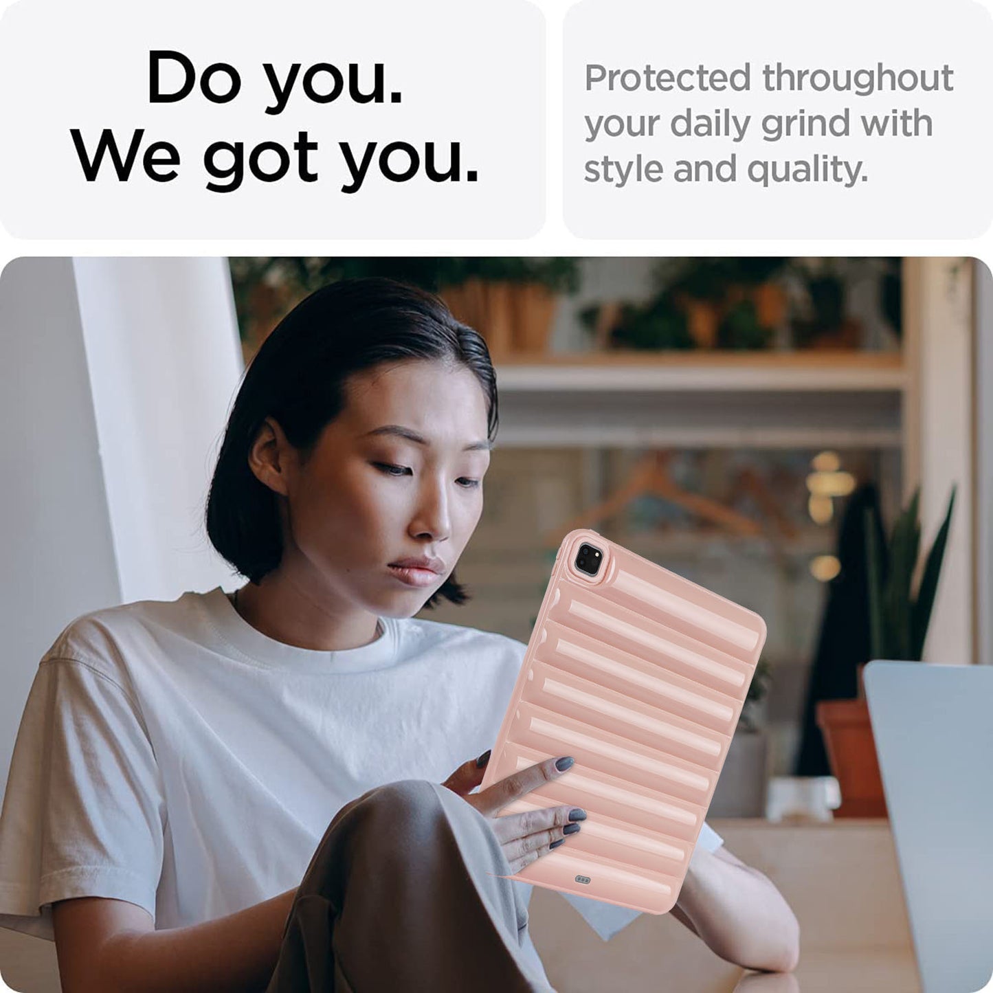 For iPad Pro 12.9 (2021) / (2020) / (2022) Shockproof Tablet Shell Down Jacket Texture Soft TPU Case