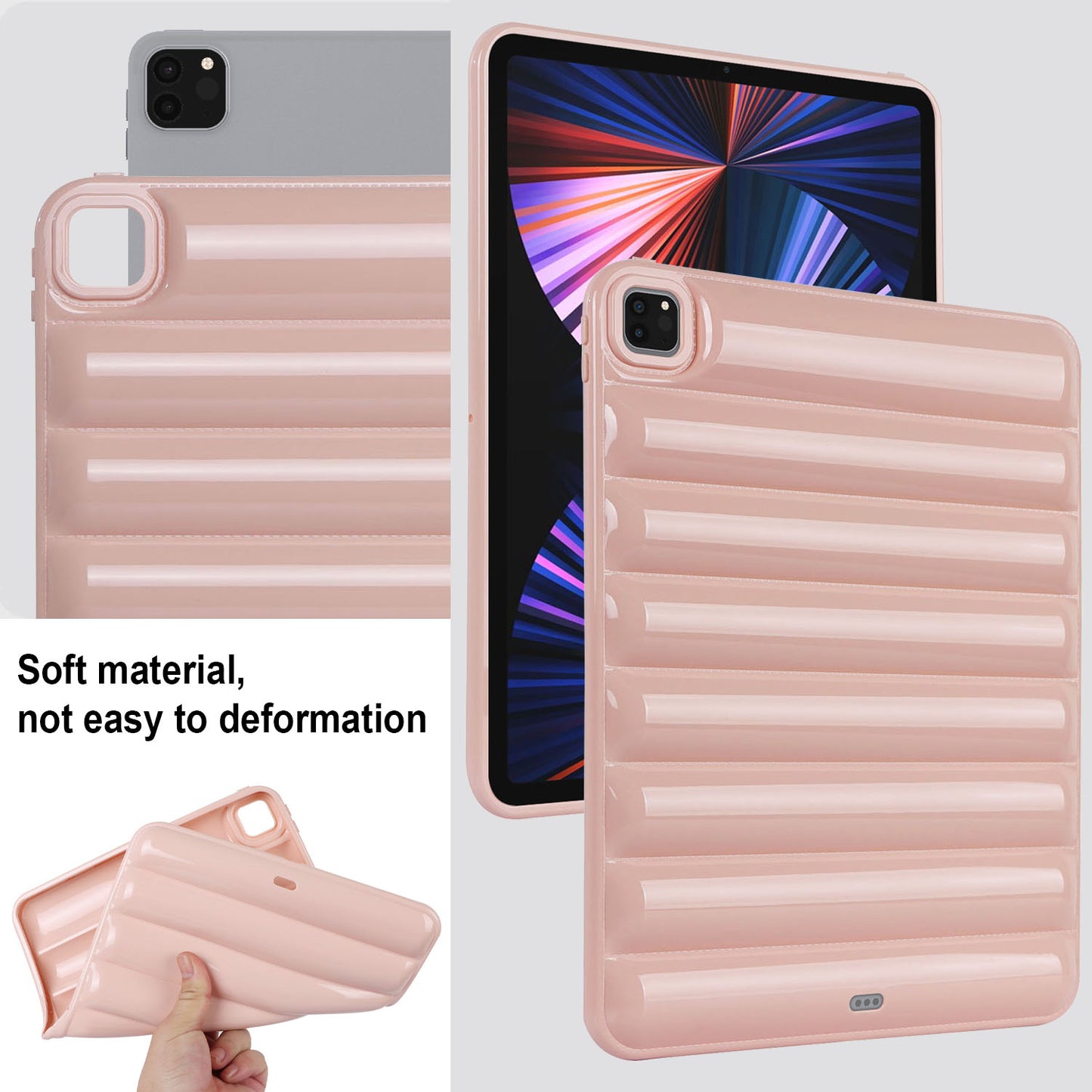 For iPad Pro 12.9 (2021) / (2020) / (2022) Shockproof Tablet Shell Down Jacket Texture Soft TPU Case