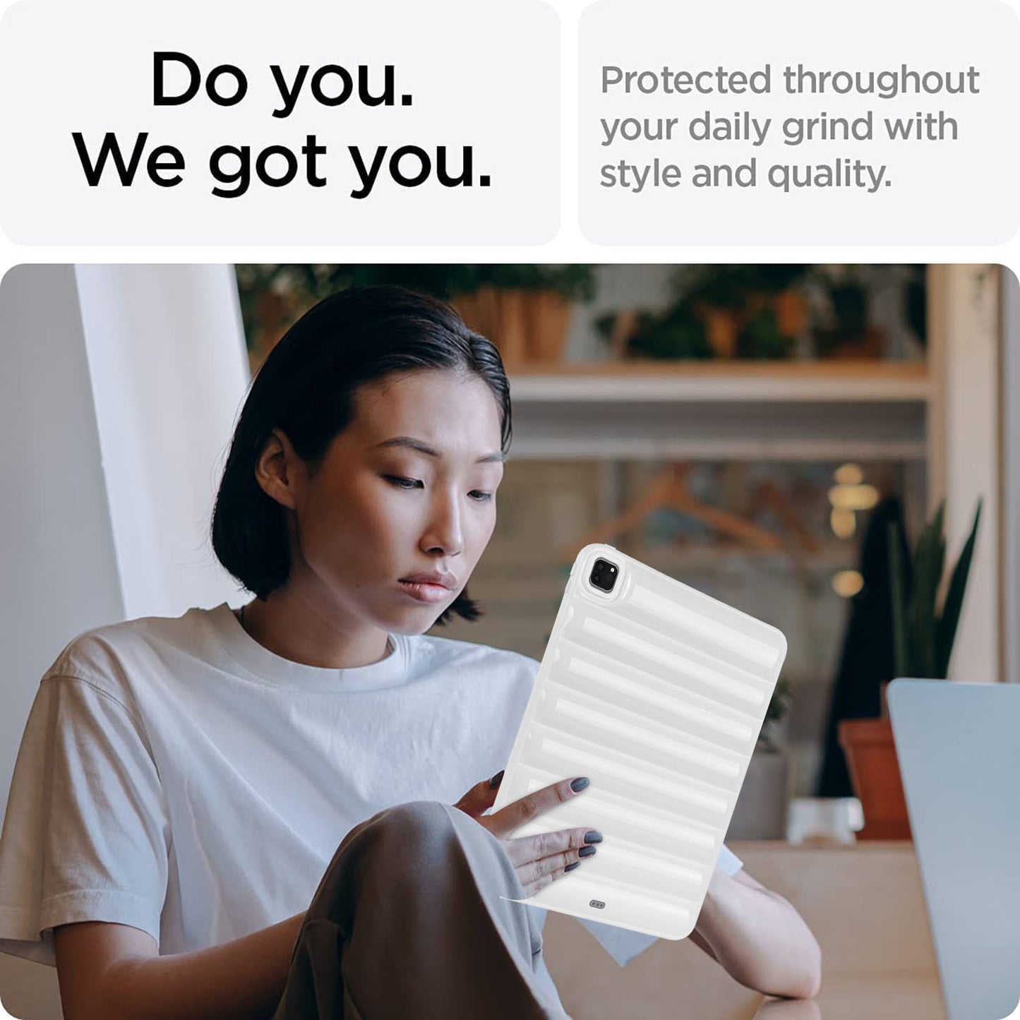 For iPad Pro 12.9 (2021) / (2020) / (2022) Shockproof Tablet Shell Down Jacket Texture Soft TPU Case