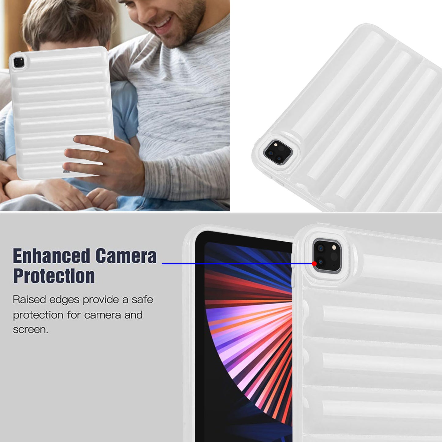 For iPad Pro 12.9 (2021) / (2020) / (2022) Shockproof Tablet Shell Down Jacket Texture Soft TPU Case
