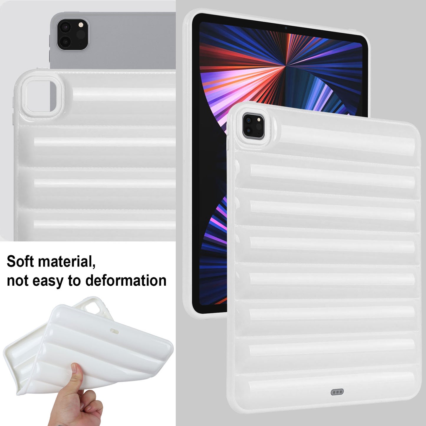 For iPad Pro 12.9 (2021) / (2020) / (2022) Shockproof Tablet Shell Down Jacket Texture Soft TPU Case