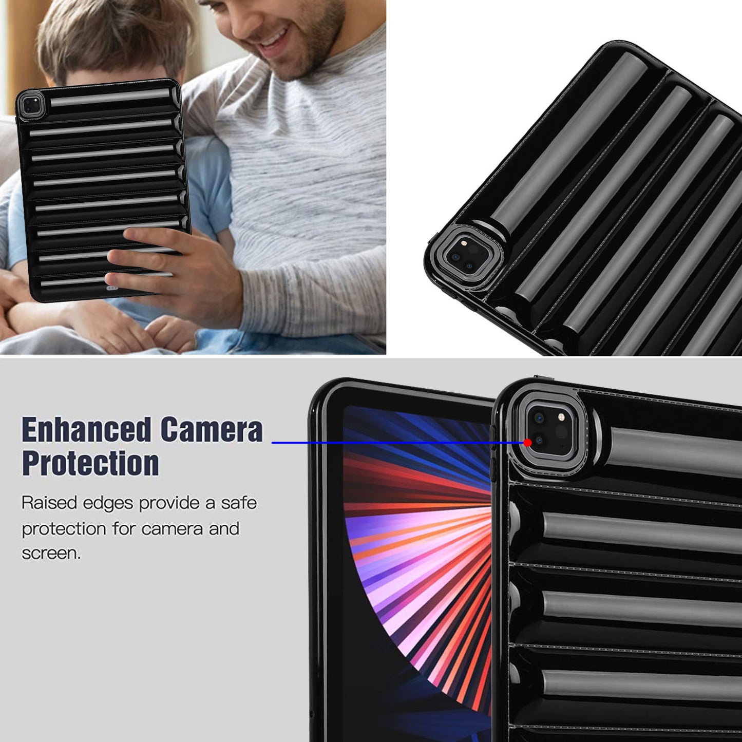 For iPad Pro 12.9 (2021) / (2020) / (2022) Shockproof Tablet Shell Down Jacket Texture Soft TPU Case