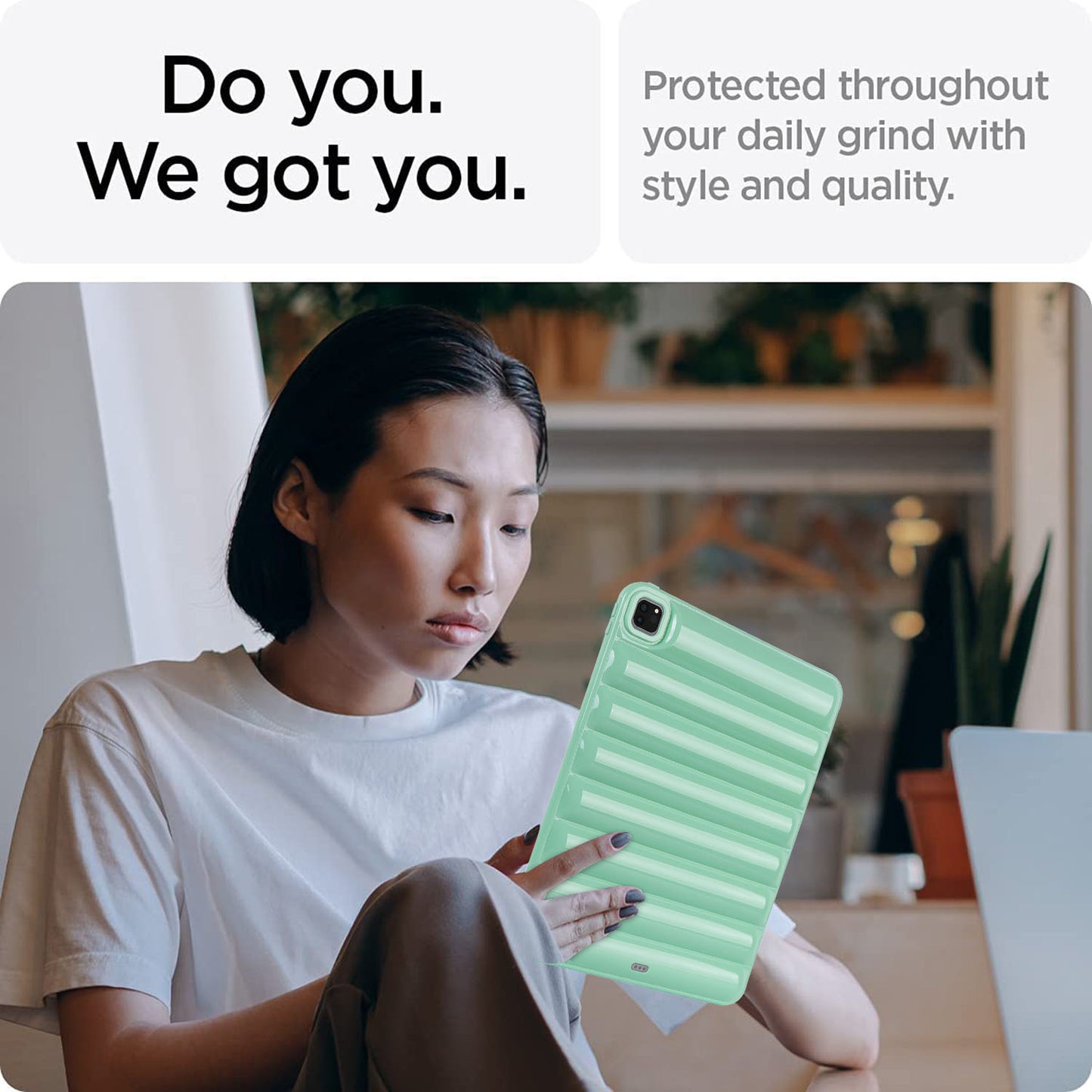 For iPad Pro 12.9 (2021) / (2020) / (2022) Shockproof Tablet Shell Down Jacket Texture Soft TPU Case