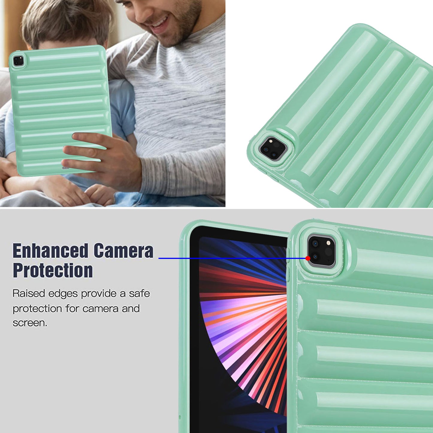 For iPad Pro 12.9 (2021) / (2020) / (2022) Shockproof Tablet Shell Down Jacket Texture Soft TPU Case