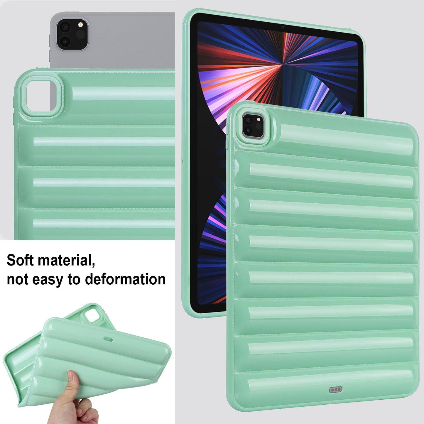 For iPad Pro 12.9 (2021) / (2020) / (2022) Shockproof Tablet Shell Down Jacket Texture Soft TPU Case