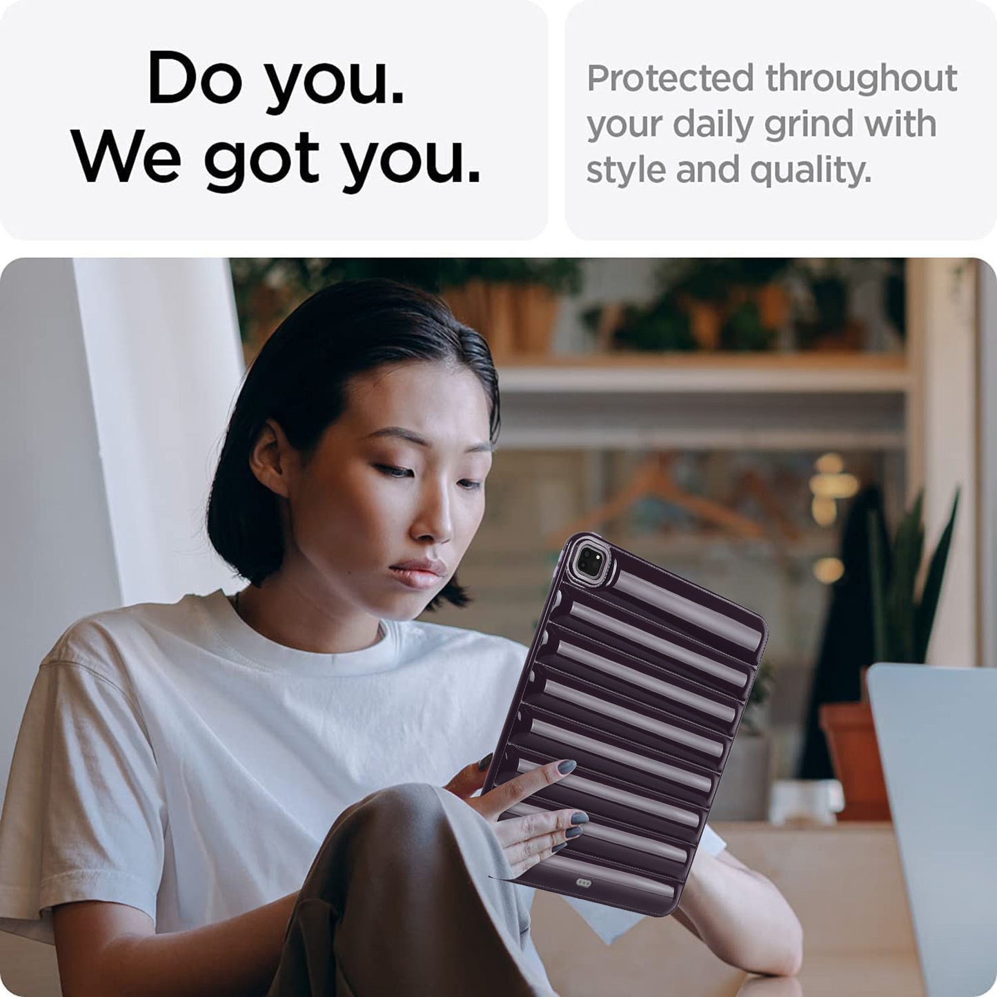 For iPad Pro 12.9 (2021) / (2020) / (2022) Shockproof Tablet Shell Down Jacket Texture Soft TPU Case