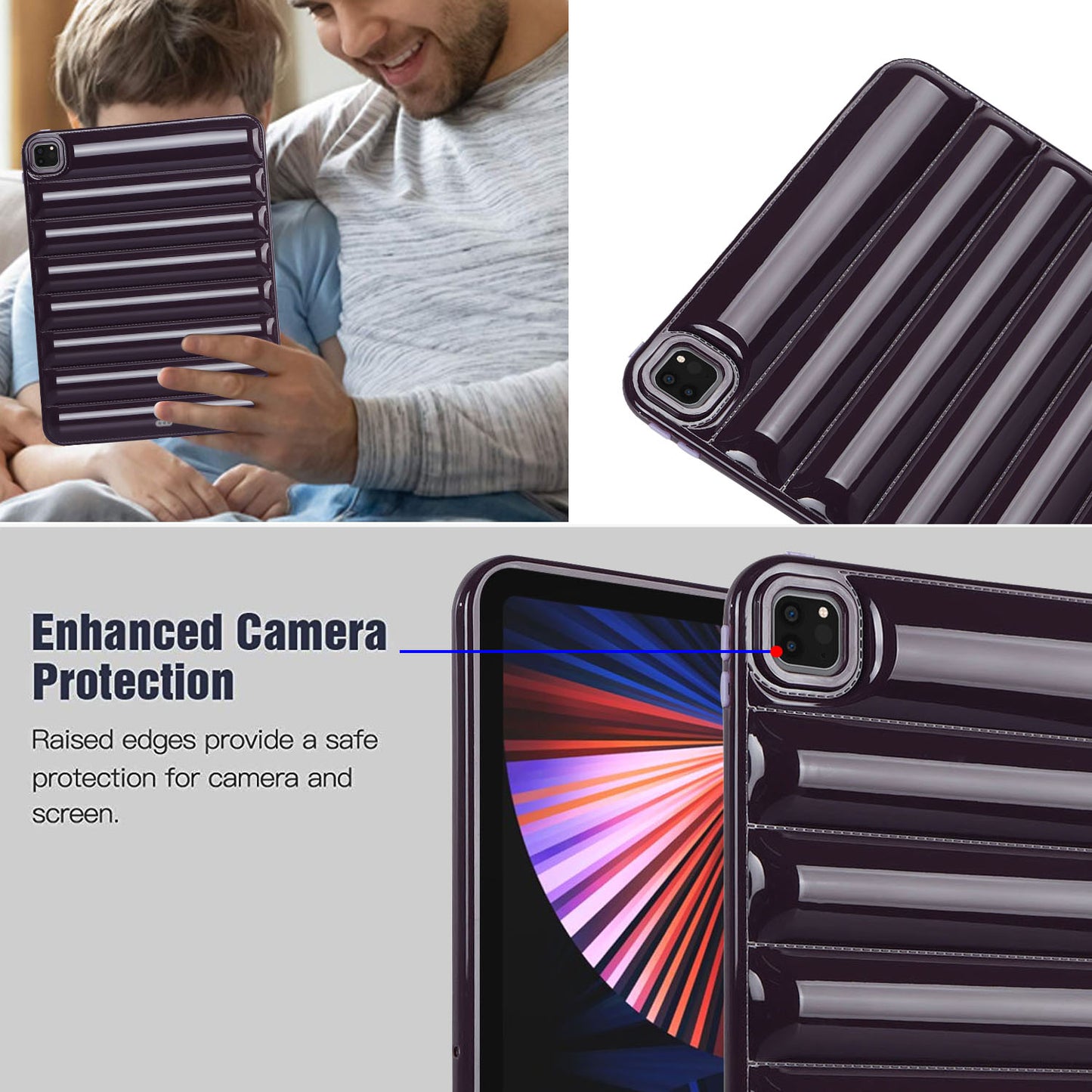 For iPad Pro 12.9 (2021) / (2020) / (2022) Shockproof Tablet Shell Down Jacket Texture Soft TPU Case