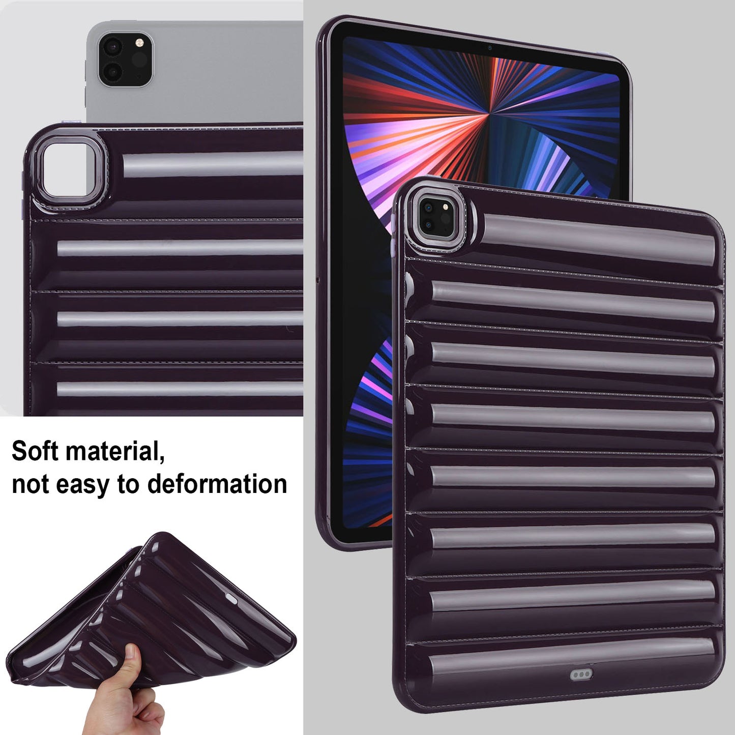 For iPad Pro 12.9 (2021) / (2020) / (2022) Shockproof Tablet Shell Down Jacket Texture Soft TPU Case