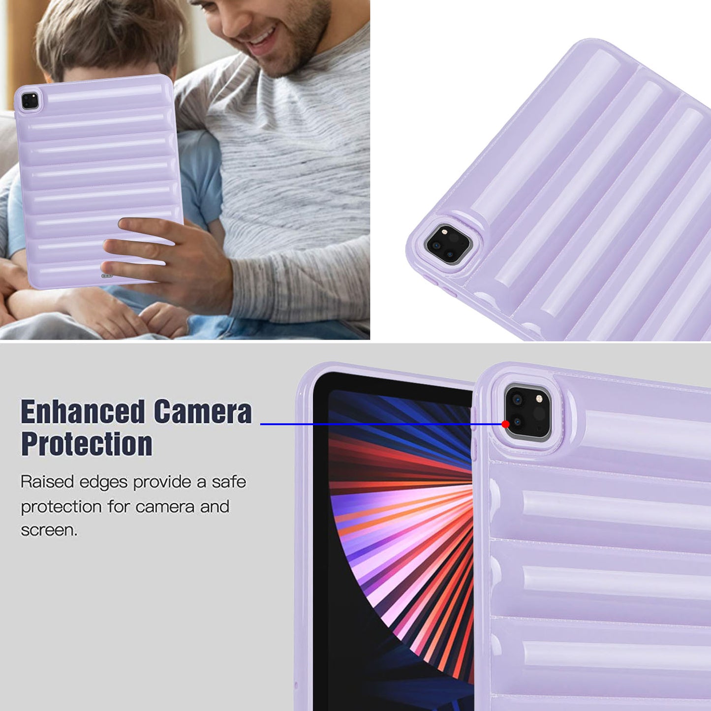 For iPad Pro 12.9 (2021) / (2020) / (2022) Shockproof Tablet Shell Down Jacket Texture Soft TPU Case