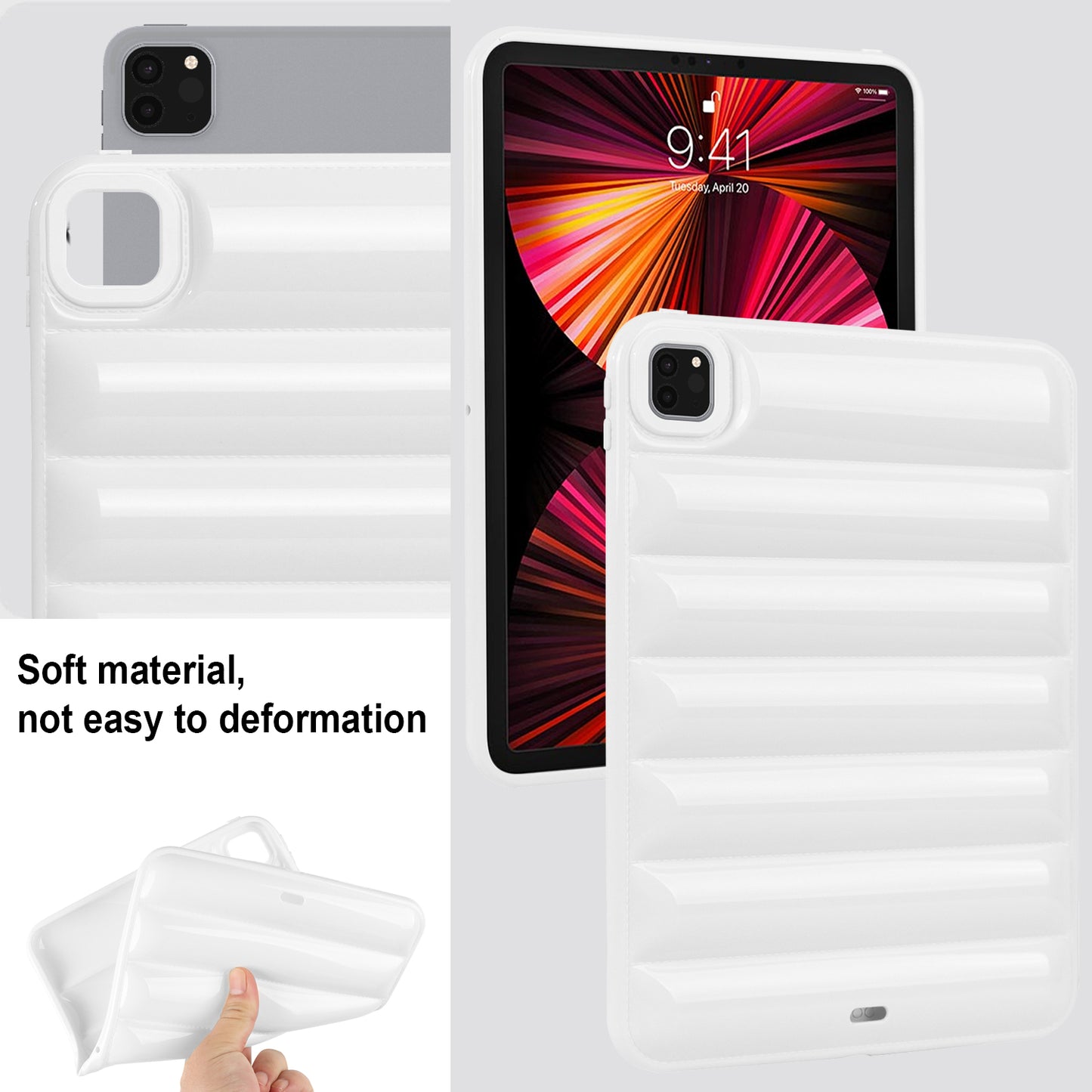 For iPad Pro 11 (2020) / (2021) / (2022) Anti-Dust Candy Color Tablet Shell Case Down Jacket TPU Cover