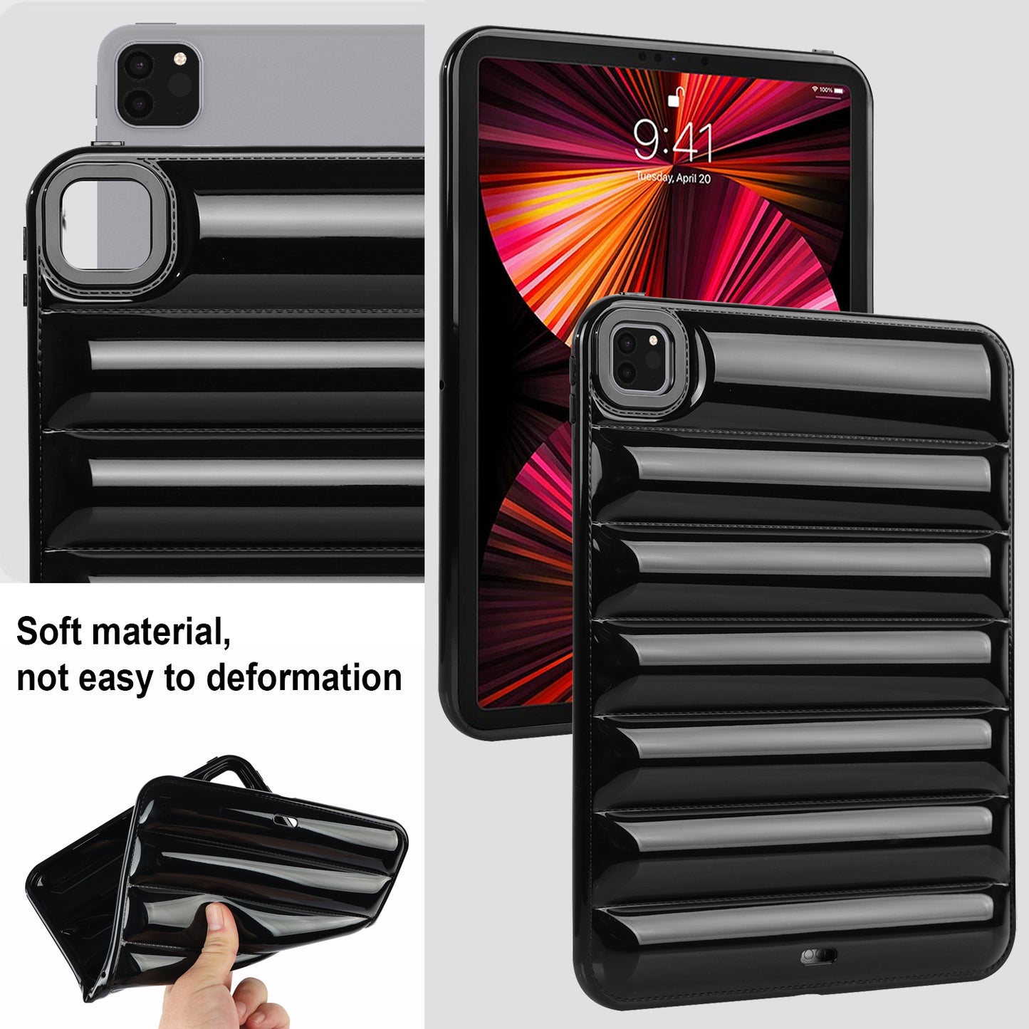 For iPad Pro 11 (2020) / (2021) / (2022) Anti-Dust Candy Color Tablet Shell Case Down Jacket TPU Cover
