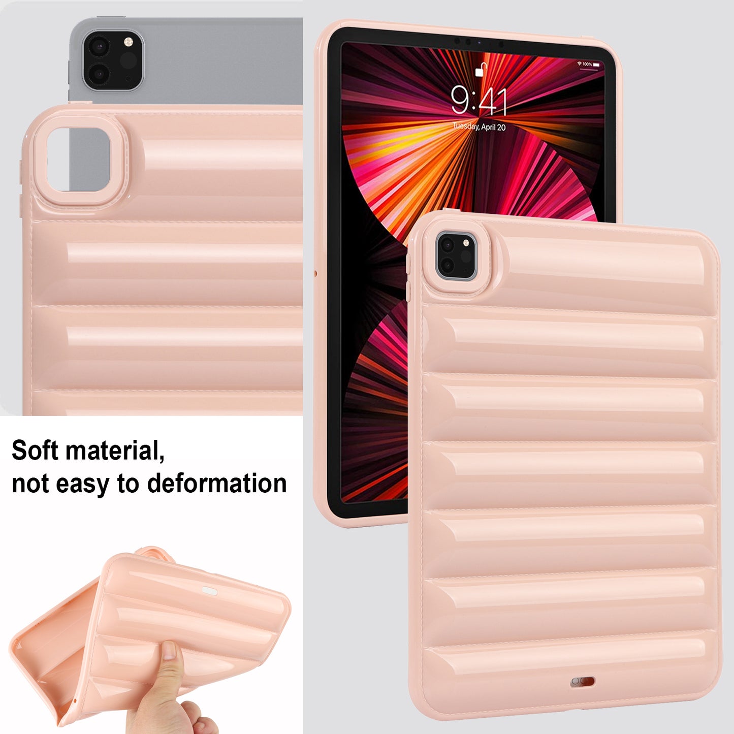 For iPad Pro 11 (2020) / (2021) / (2022) Anti-Dust Candy Color Tablet Shell Case Down Jacket TPU Cover