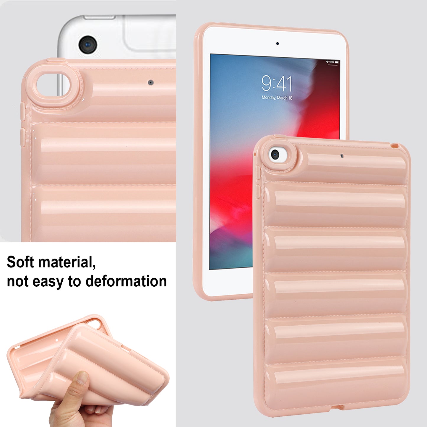 For iPad mini 4 / iPad mini (2019) 7.9 inch Anti-Scratch Tablet Case Down Jacket Texture Soft TPU Shell