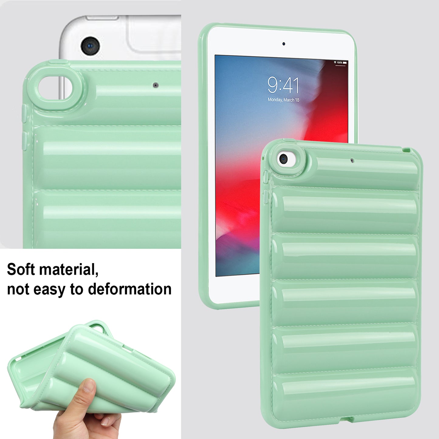 For iPad mini 4 / iPad mini (2019) 7.9 inch Anti-Scratch Tablet Case Down Jacket Texture Soft TPU Shell