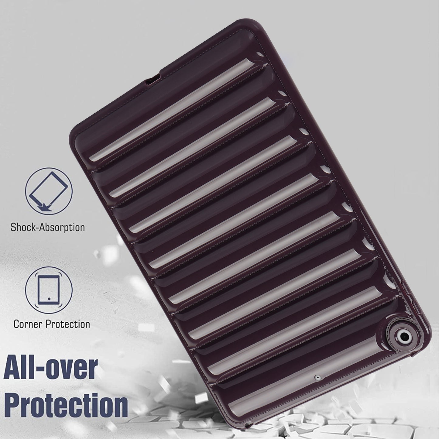 For iPad 10.2 (2021) / (2019) / (2020) Candy Color Tablet Protective Case Down Jacket Texture Soft TPU Cover