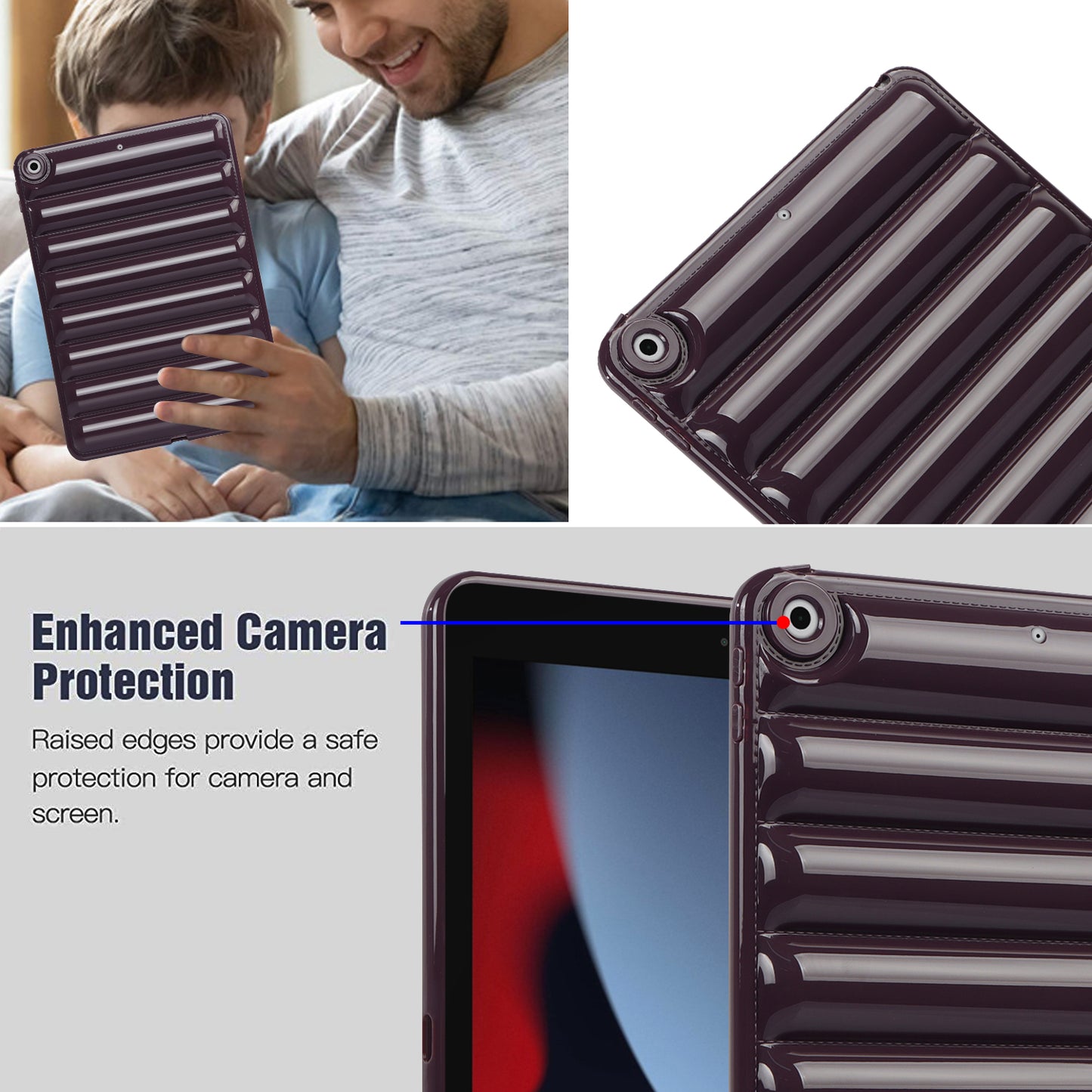 For iPad 10.2 (2021) / (2019) / (2020) Candy Color Tablet Protective Case Down Jacket Texture Soft TPU Cover