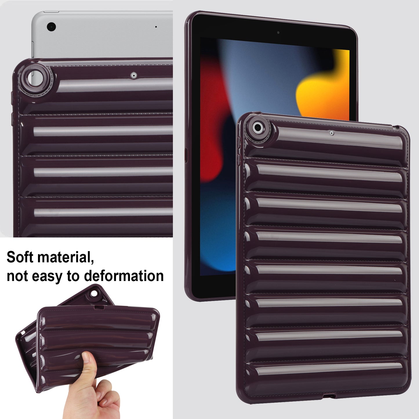 For iPad 10.2 (2021) / (2019) / (2020) Candy Color Tablet Protective Case Down Jacket Texture Soft TPU Cover