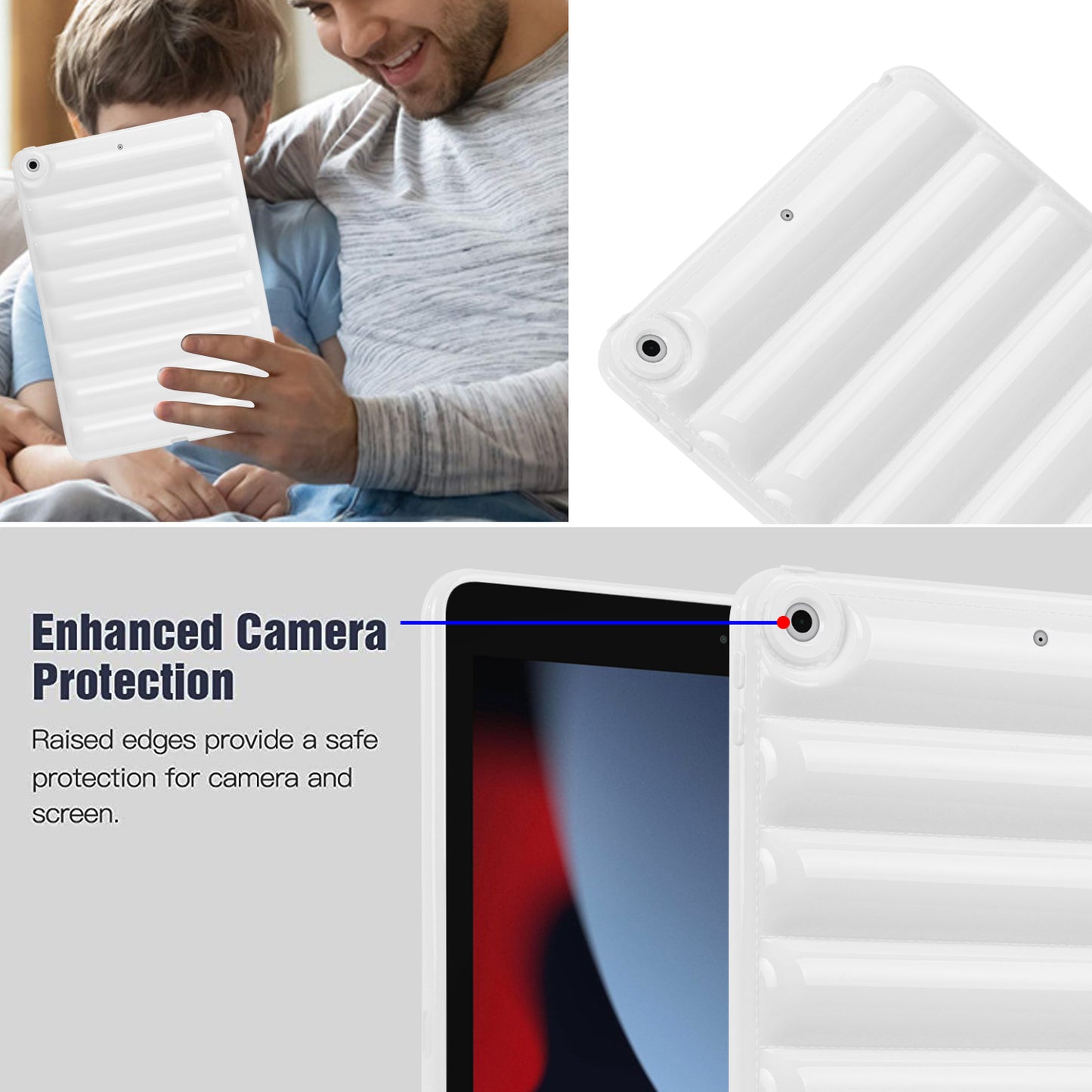 For iPad 10.2 (2021) / (2019) / (2020) Candy Color Tablet Protective Case Down Jacket Texture Soft TPU Cover