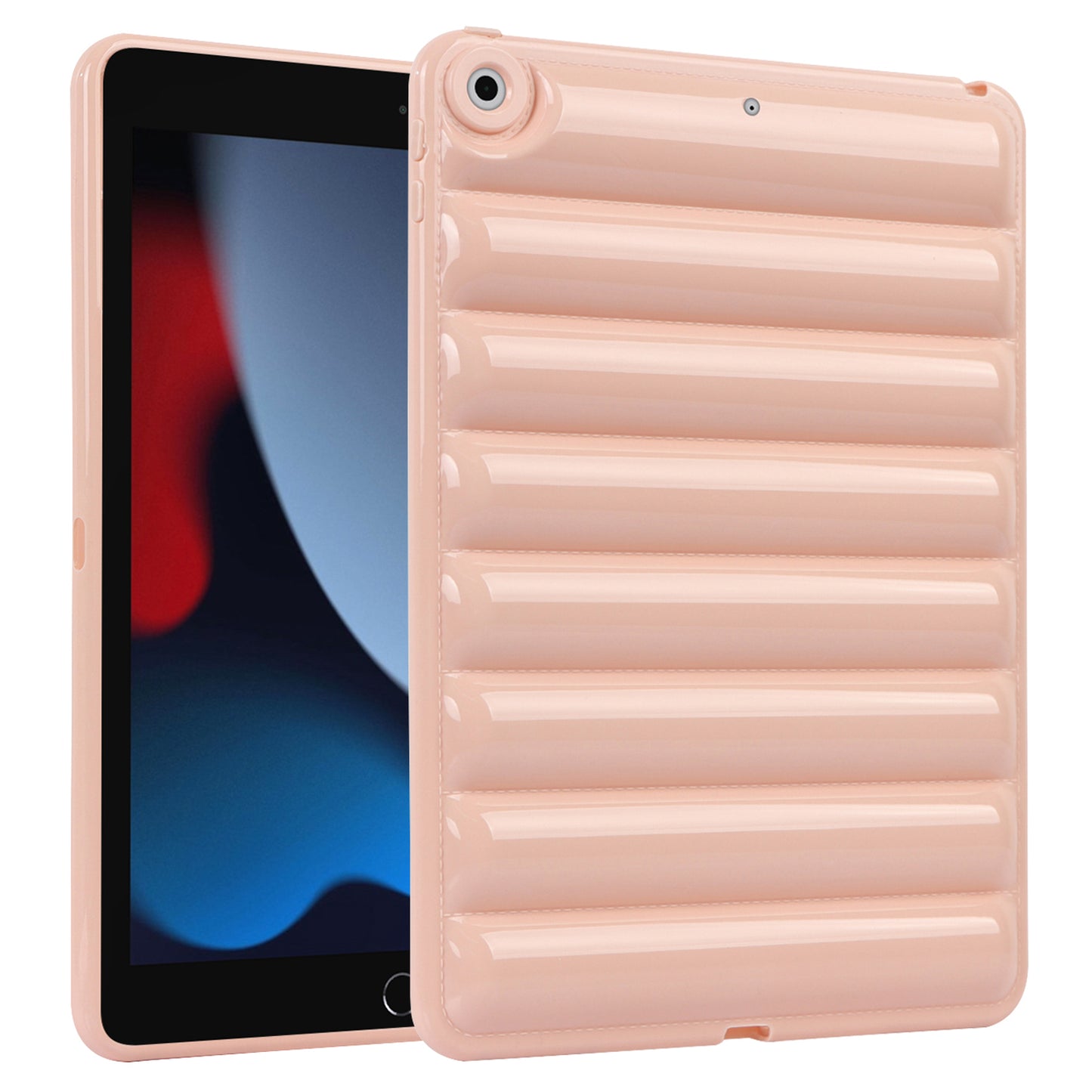 For iPad 10.2 (2021) / (2019) / (2020) Candy Color Tablet Protective Case Down Jacket Texture Soft TPU Cover