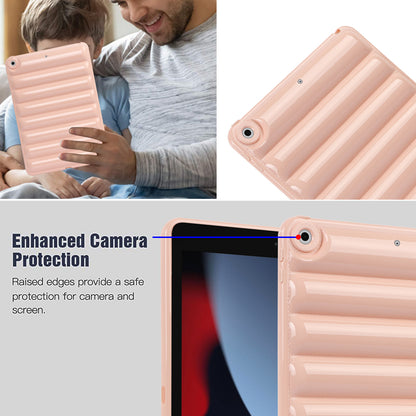 For iPad 10.2 (2021) / (2019) / (2020) Candy Color Tablet Protective Case Down Jacket Texture Soft TPU Cover