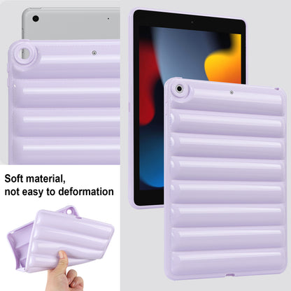 For iPad 10.2 (2021) / (2019) / (2020) Candy Color Tablet Protective Case Down Jacket Texture Soft TPU Cover