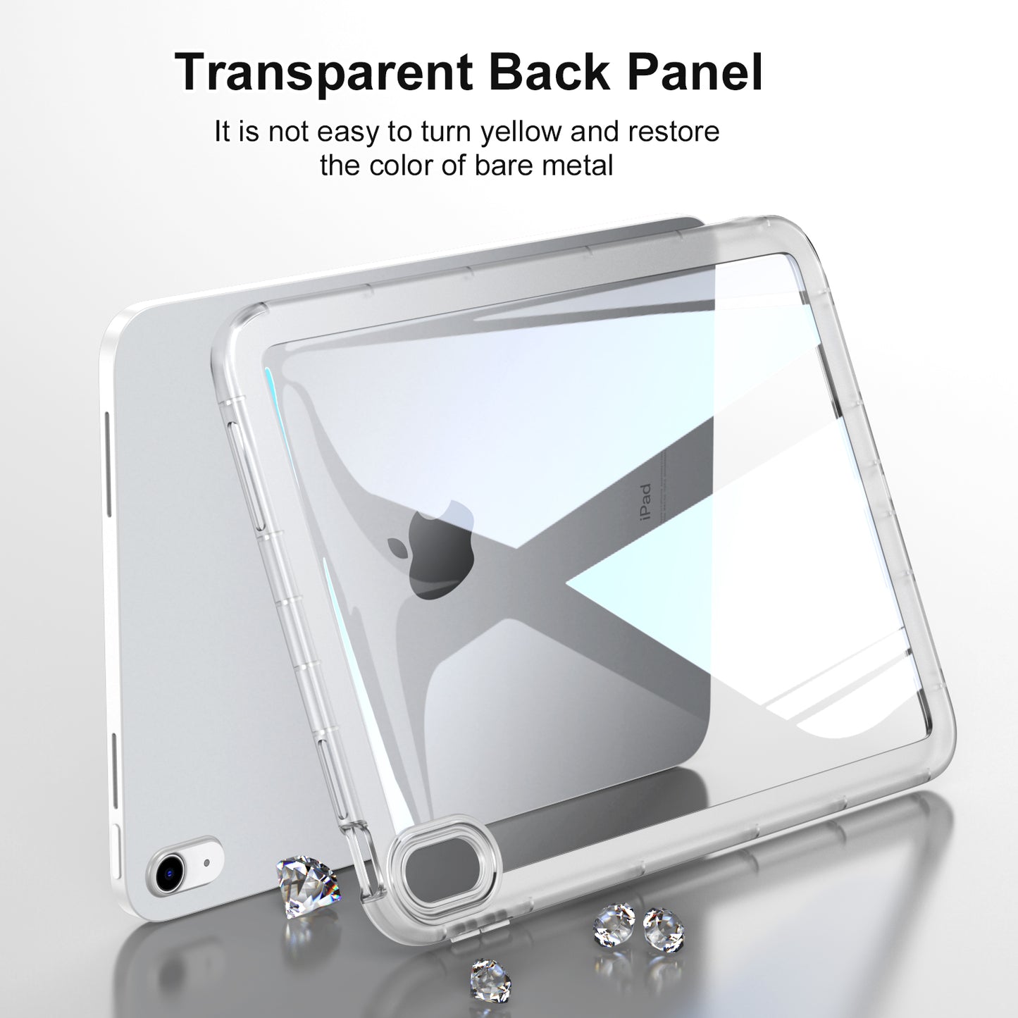 For iPad Air (2020) / (2022) Anti-drop Clear Tablet Case Acrylic Back TPU Frame Cover