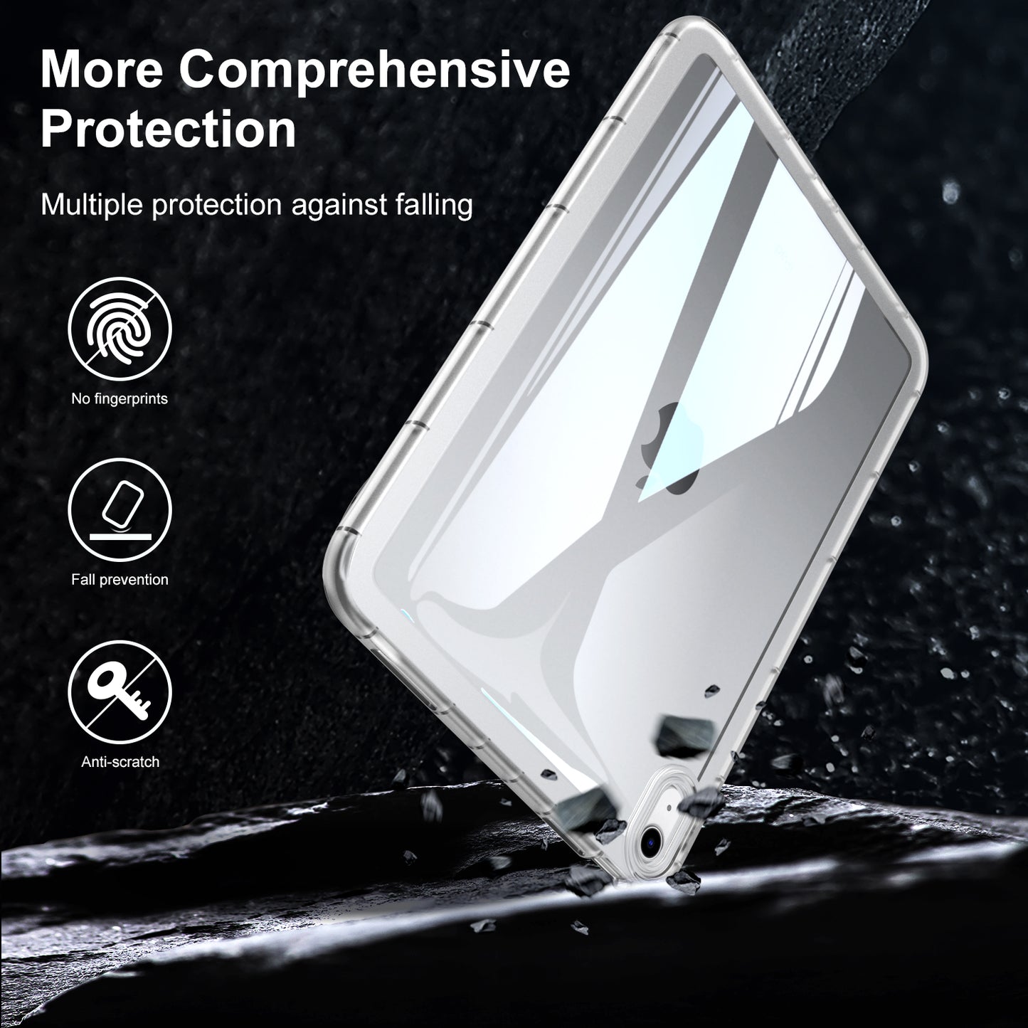 For iPad Air (2020) / (2022) Anti-drop Clear Tablet Case Acrylic Back TPU Frame Cover
