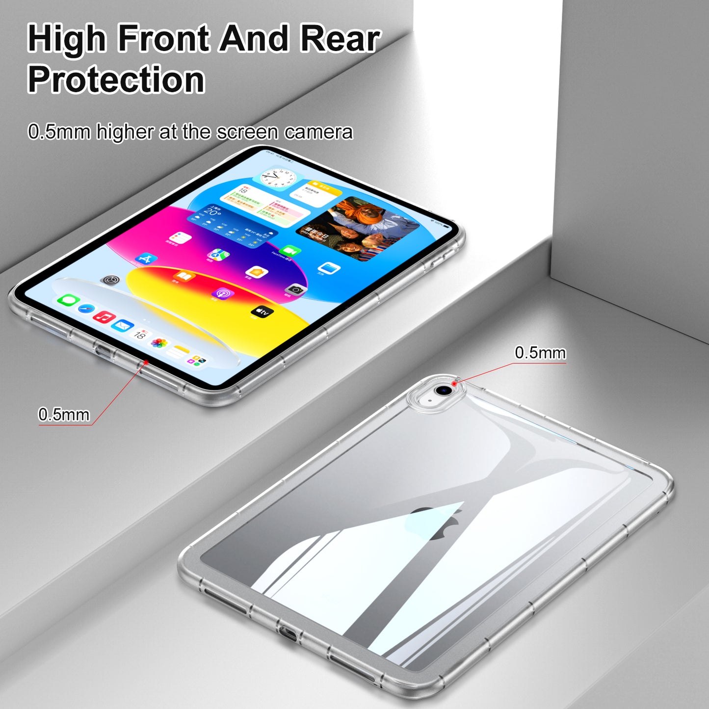 For iPad Air (2020) / (2022) Anti-drop Clear Tablet Case Acrylic Back TPU Frame Cover
