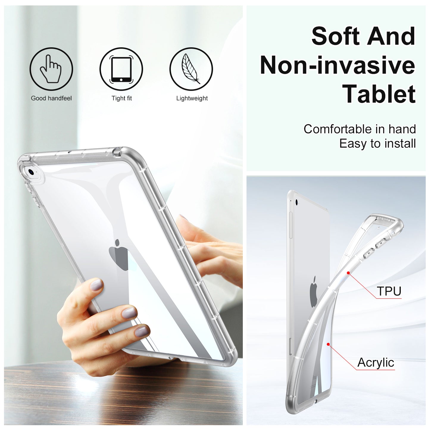 For iPad mini 4 / mini (2019) 7.9 inch Acrylic+TPU Tablet Case Transparent Tablet Cover