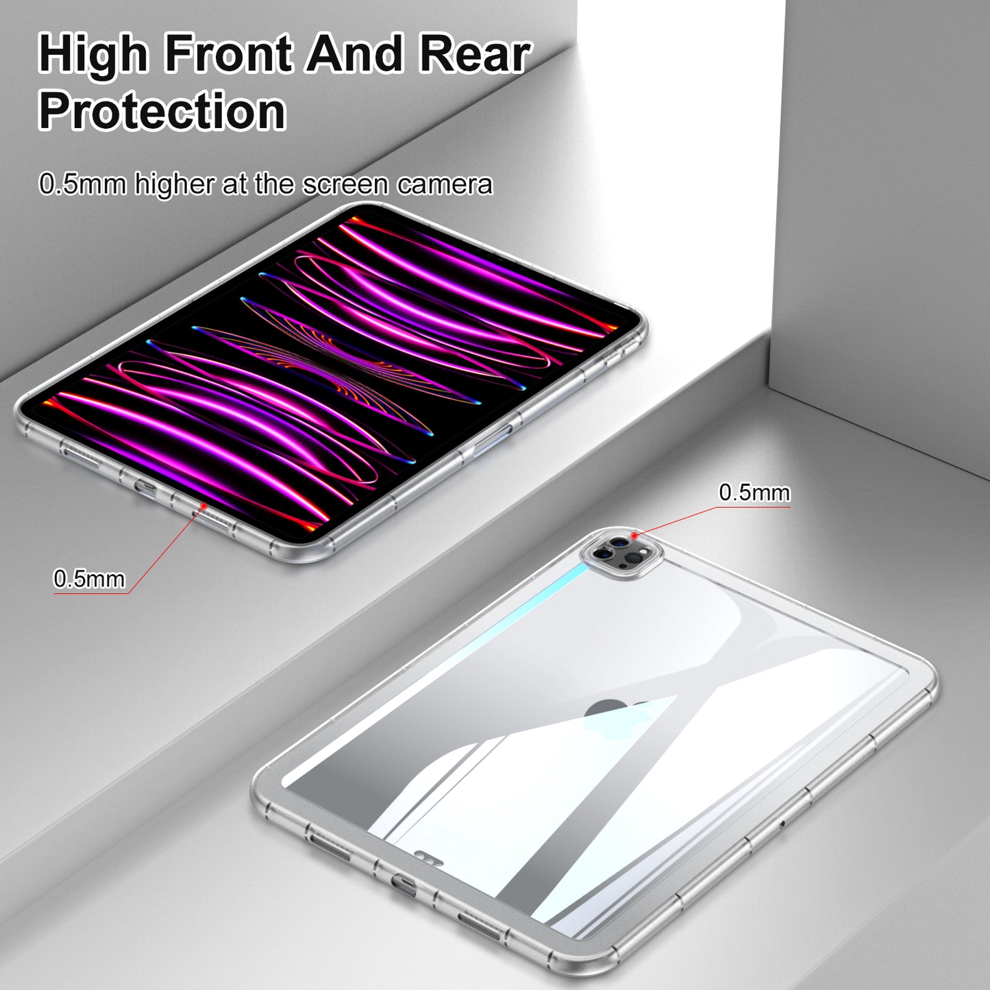 For iPad Pro 12.9 (2020) / (2021) / (2022) Acrylic+TPU Clear Tablet Case Anti-drop Tablet Cover