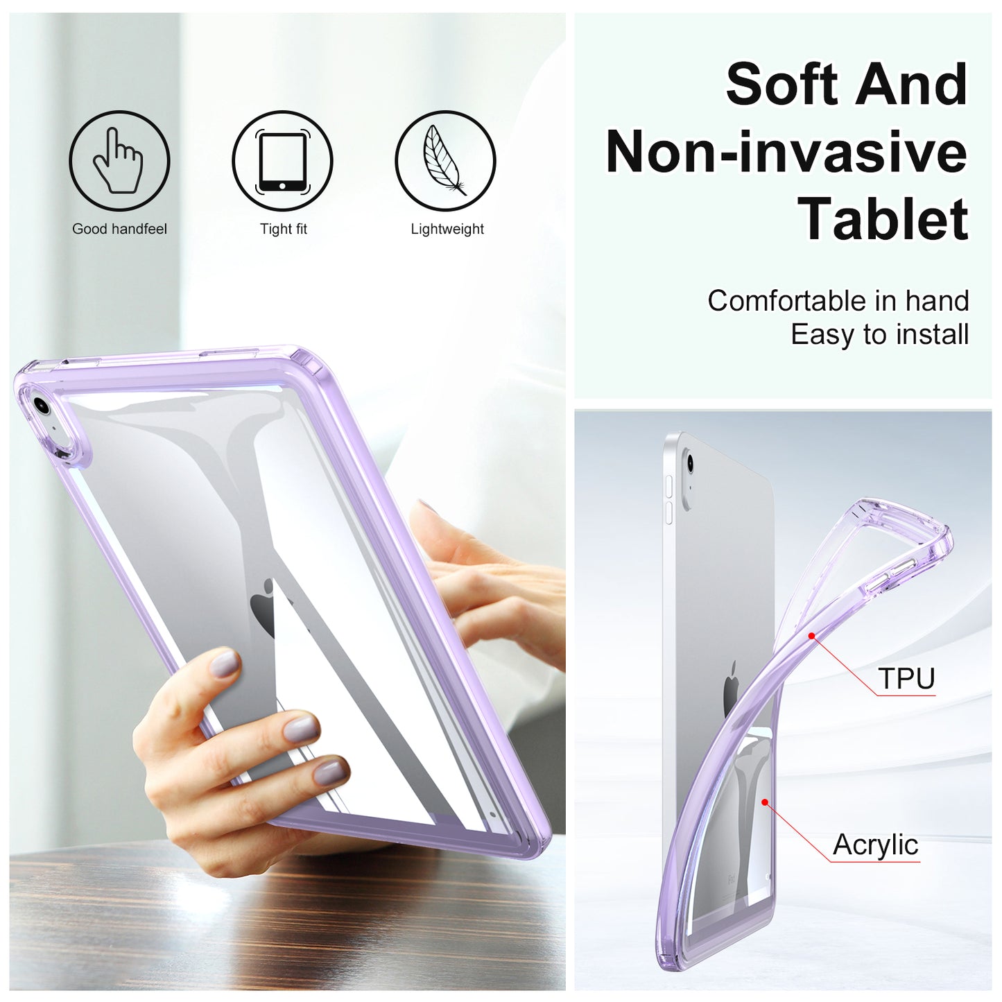 For iPad 10.9 (2022) Acrylic+TPU Tablet Cover Shockproof Transparent Tablet Case