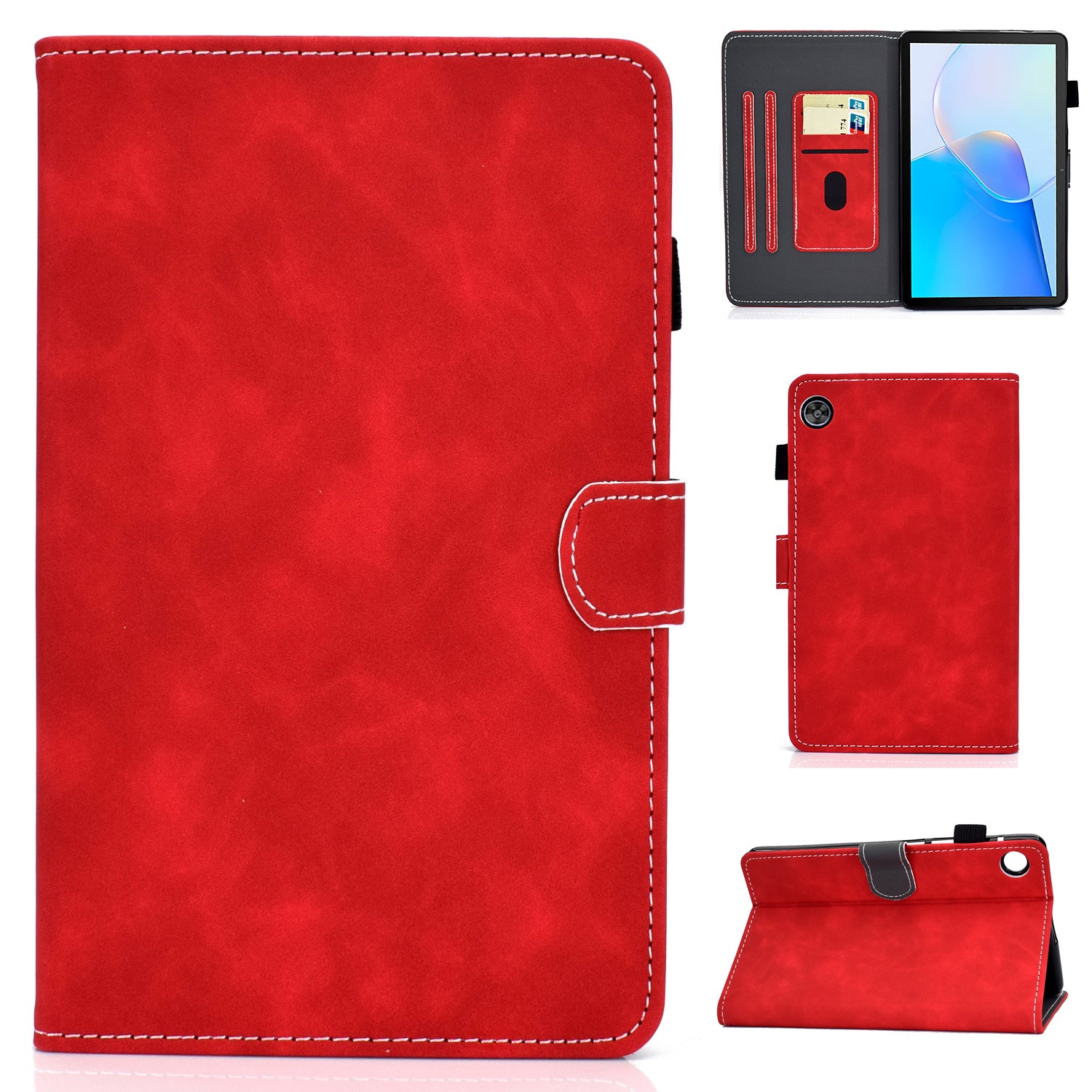 For Huawei MatePad SE 10.4-inch Shockproof Case Cowhide Texture PU Leather Tablet Cover with Card Holder