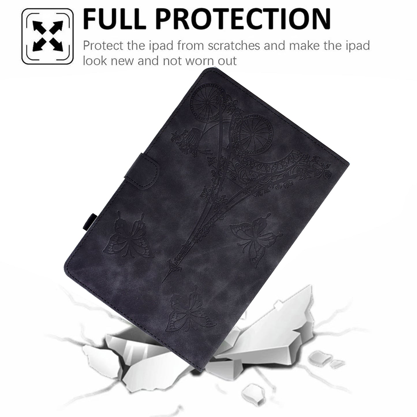 For Huawei MatePad SE 10.4-inch Protective Case Iron Tower Imprinted PU Leather Flip Stand Cover with Card Holder