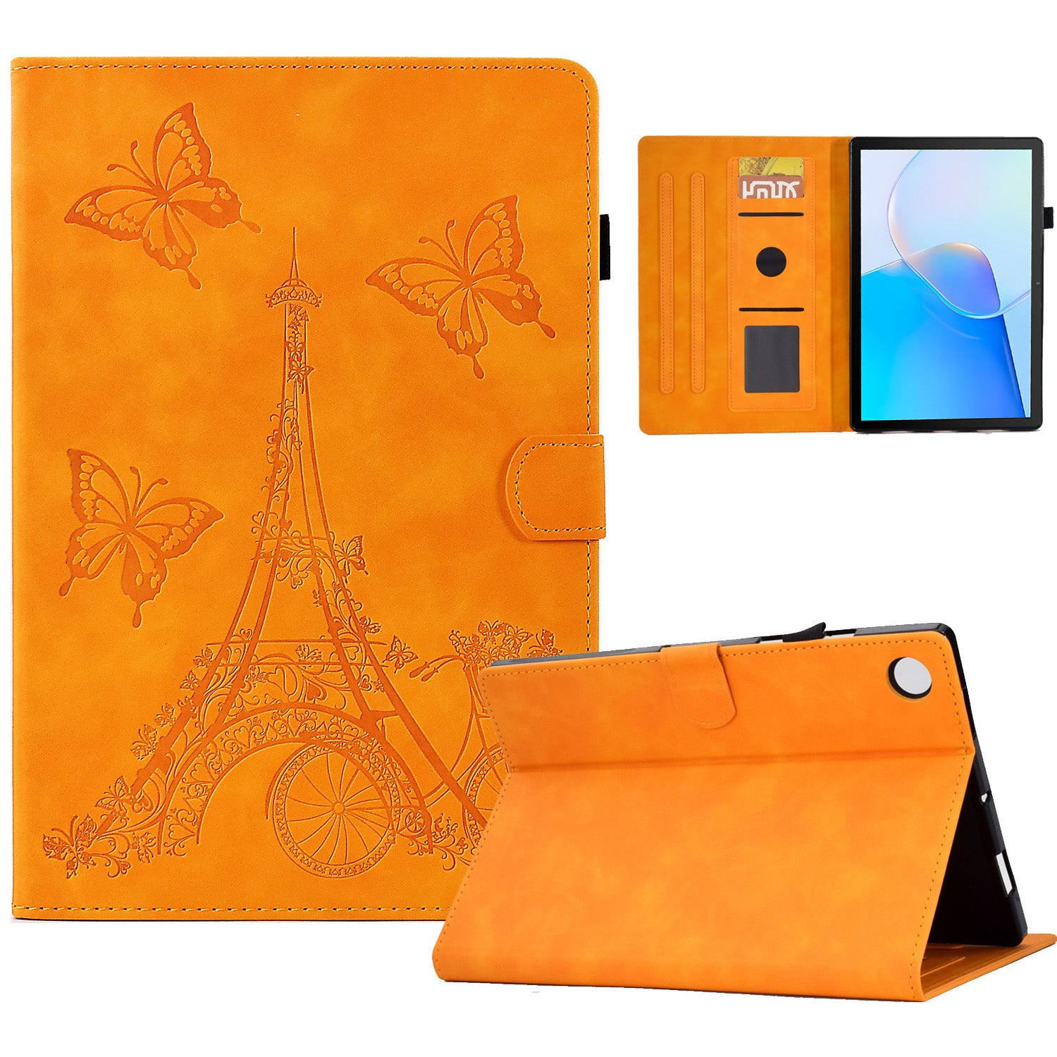 For Huawei MatePad SE 10.4-inch Protective Case Iron Tower Imprinted PU Leather Flip Stand Cover with Card Holder