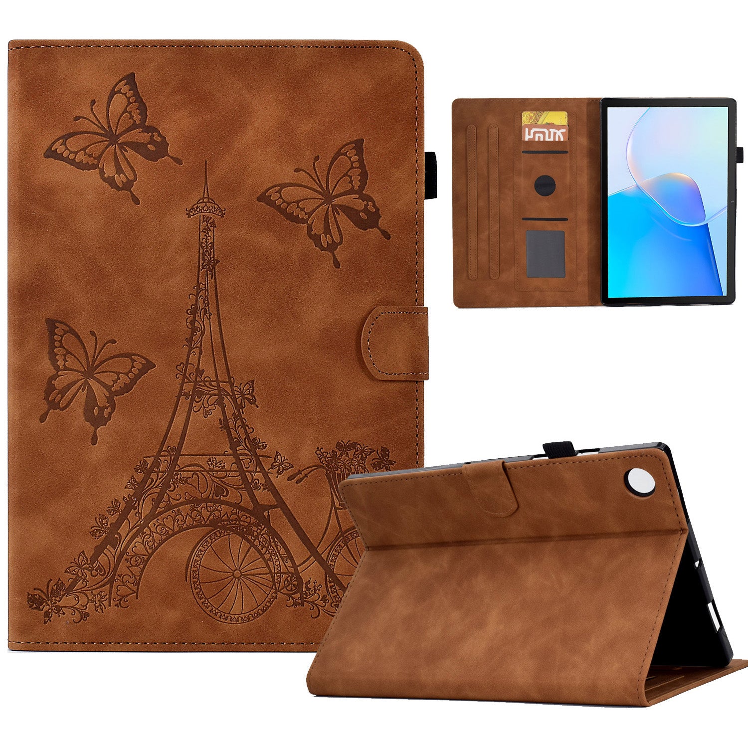 For Huawei MatePad SE 10.4-inch Protective Case Iron Tower Imprinted PU Leather Flip Stand Cover with Card Holder