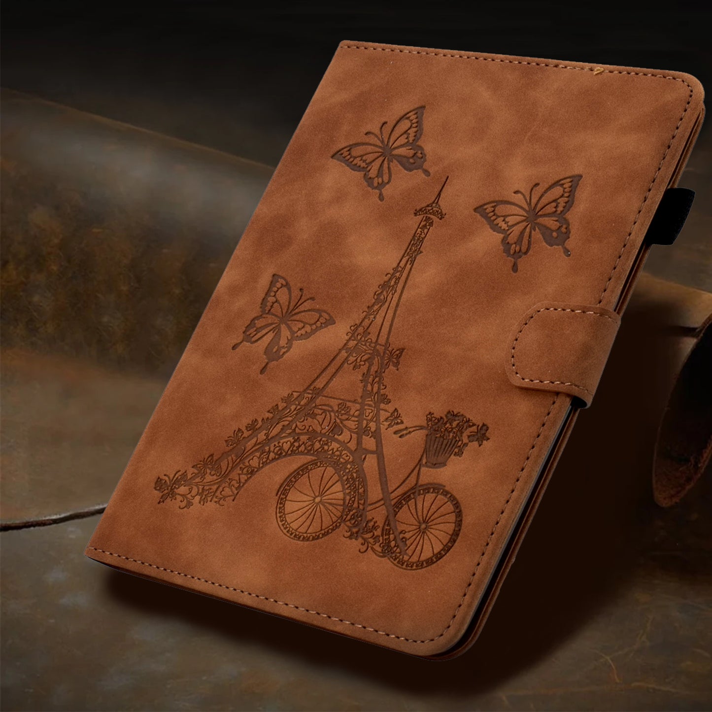 For Huawei MatePad SE 10.4-inch Protective Case Iron Tower Imprinted PU Leather Flip Stand Cover with Card Holder