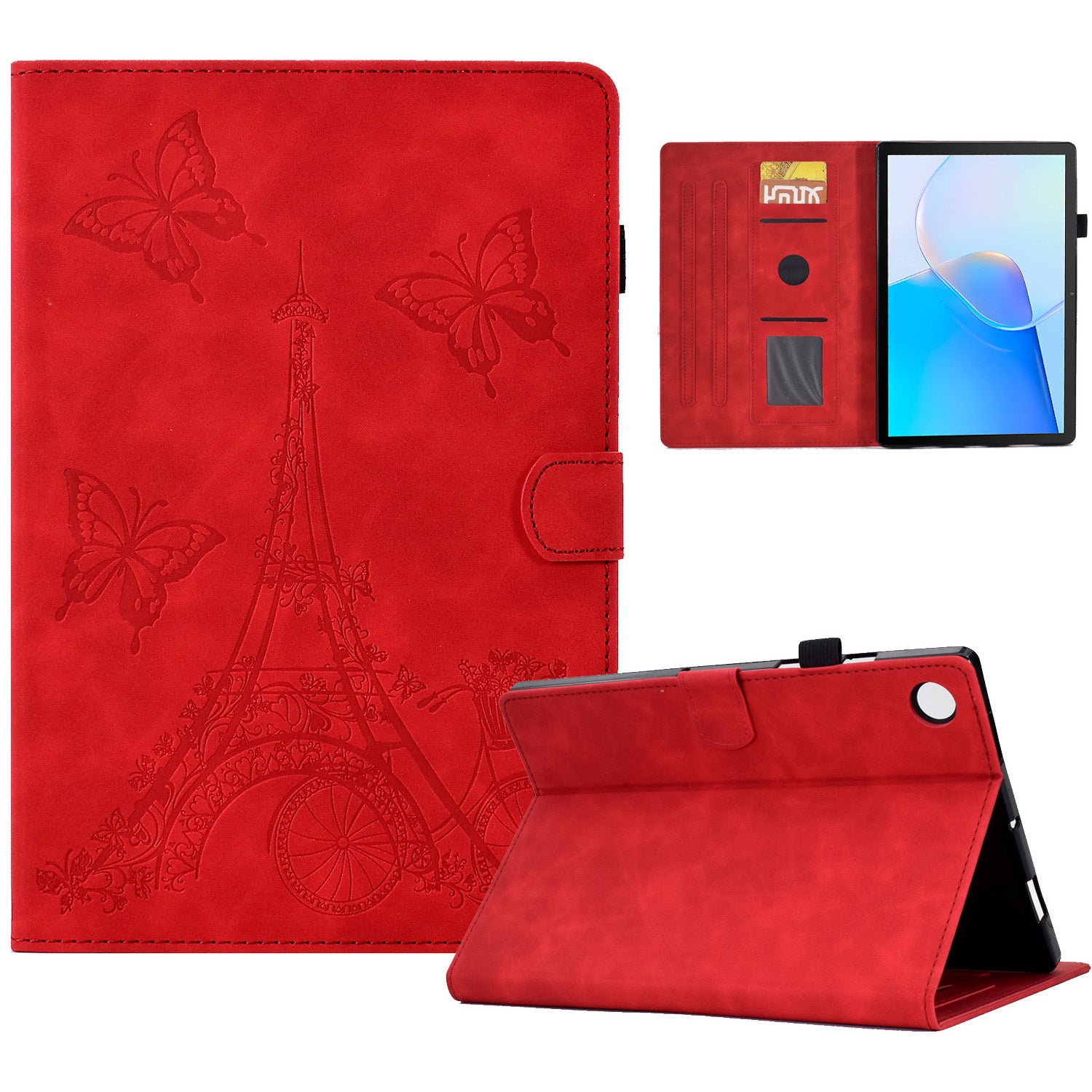 For Huawei MatePad SE 10.4-inch Protective Case Iron Tower Imprinted PU Leather Flip Stand Cover with Card Holder