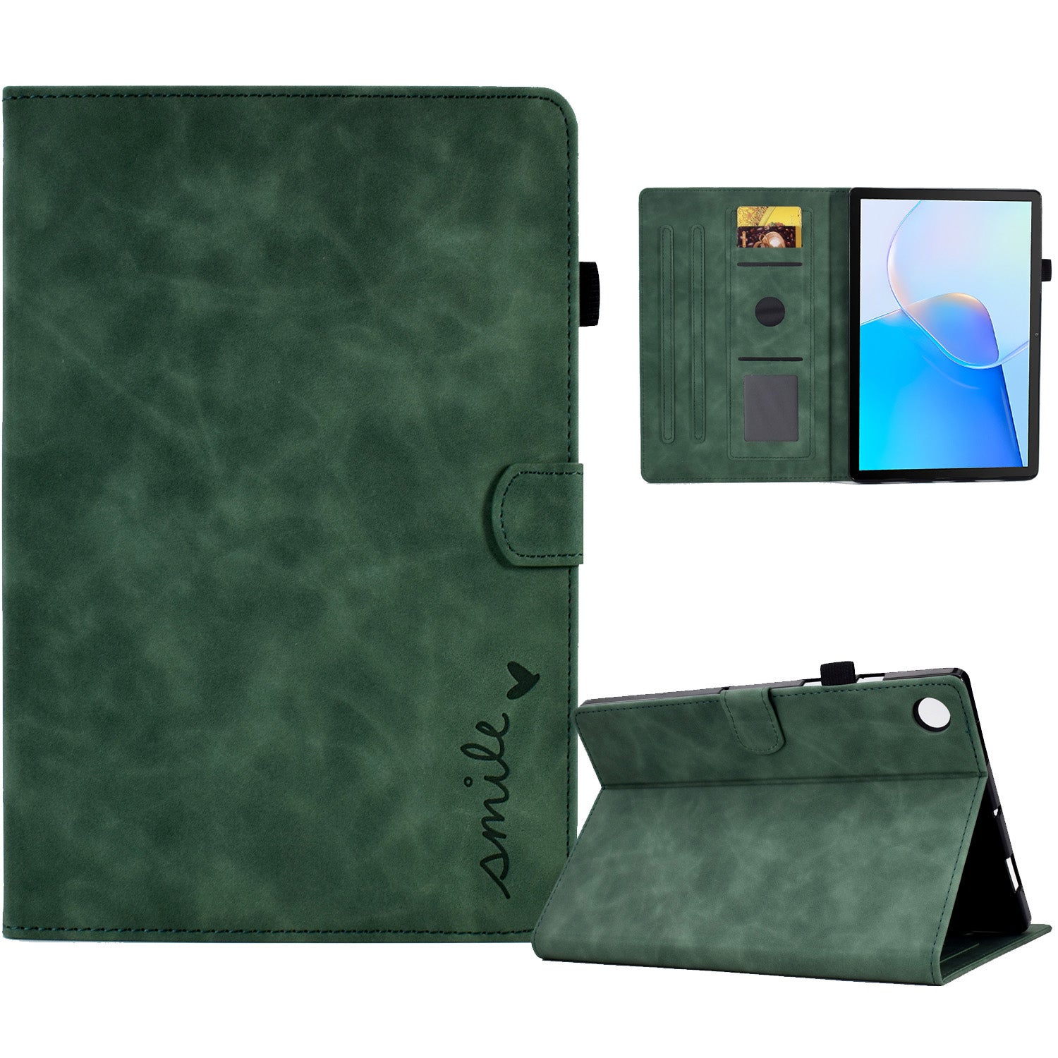 For Huawei MatePad SE 10.4-inch Love Heart Imprinted PU Leather Flip Cover Card Holder Protective Case