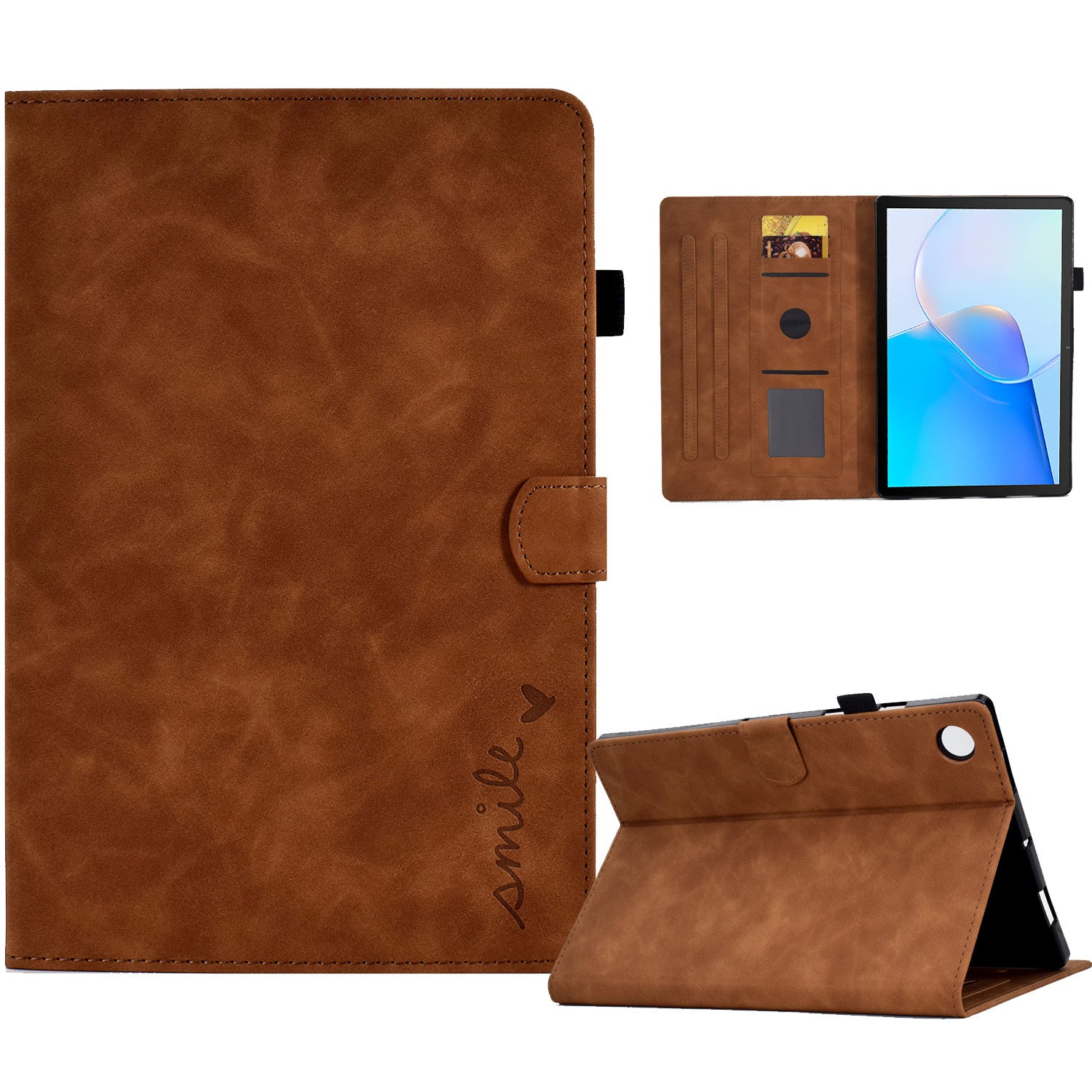 For Huawei MatePad SE 10.4-inch Love Heart Imprinted PU Leather Flip Cover Card Holder Protective Case