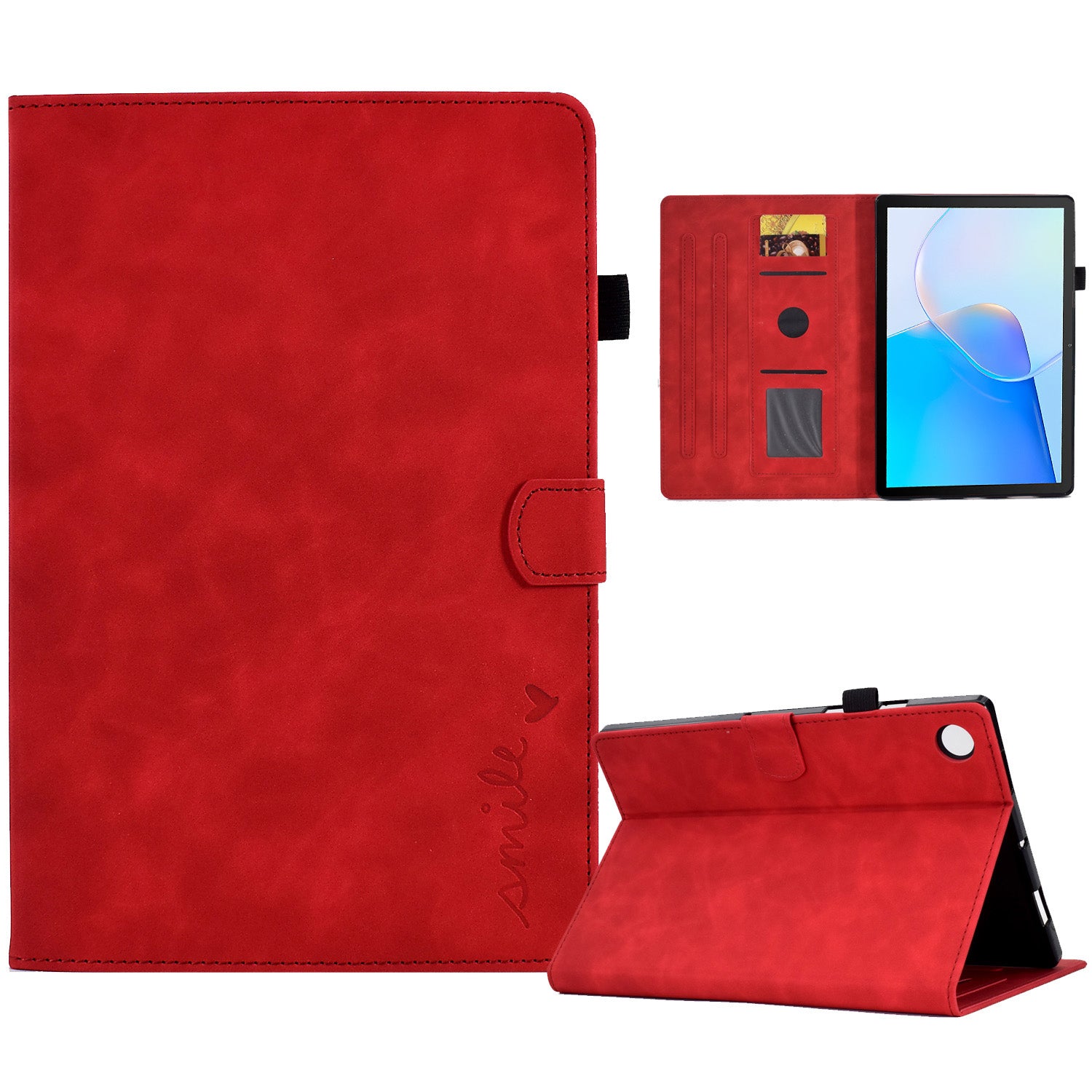 For Huawei MatePad SE 10.4-inch Love Heart Imprinted PU Leather Flip Cover Card Holder Protective Case