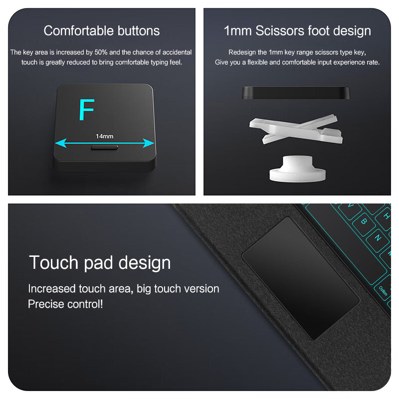 Detachable Bluetooth Keyboard Case for Oppo Pad 2 Scratch Resistant Tablet Keyboard Case with Touchpad