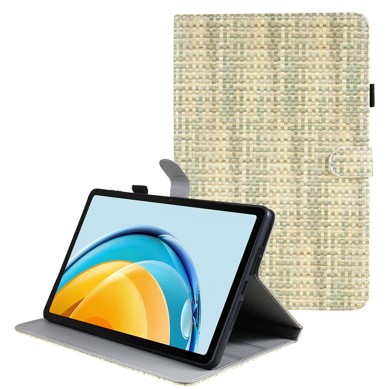 For Huawei MatePad SE 10.4-inch Woven  /  Grid Pattern Drop-proof Tablet Case PU Leather Stand Cover